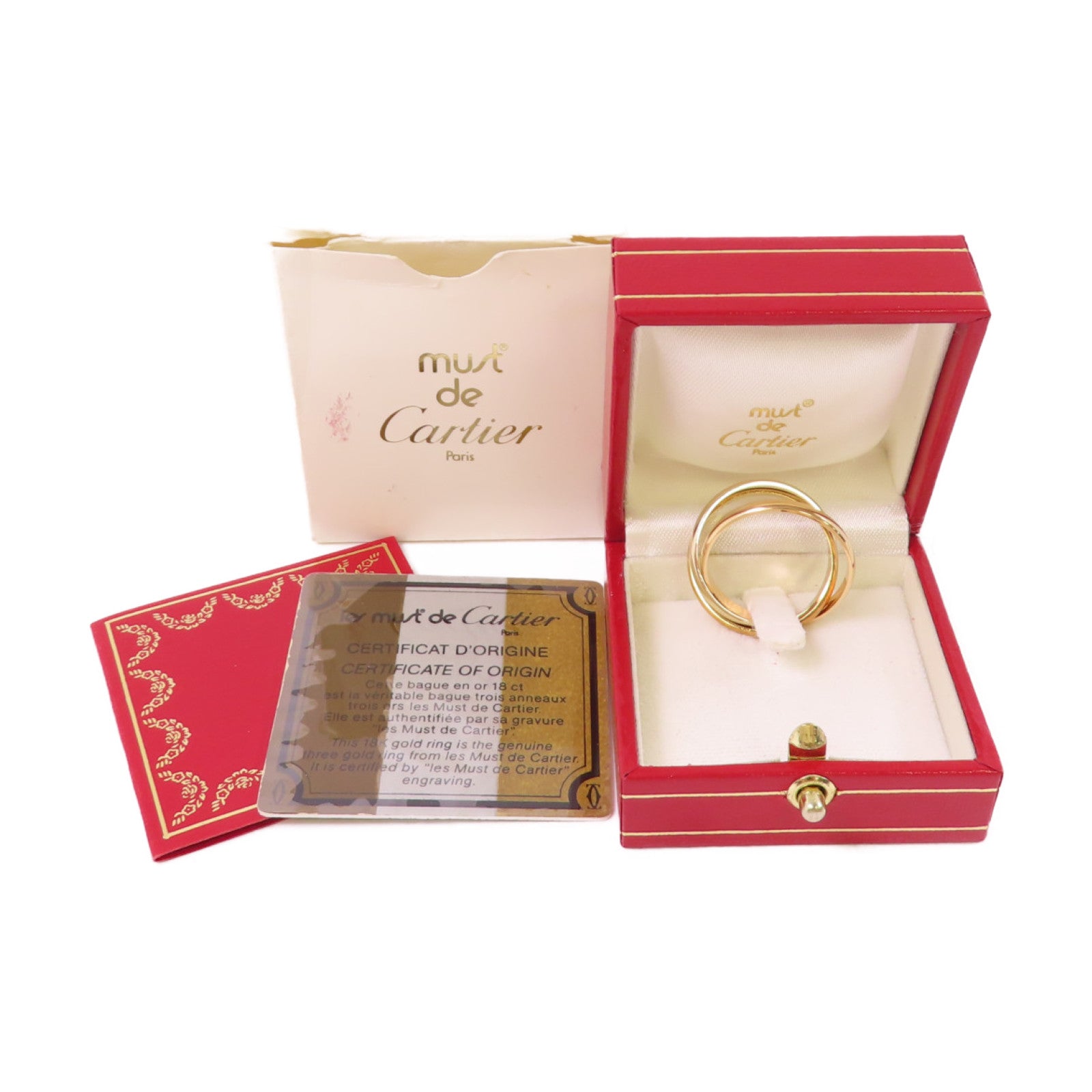 CARTIER 18K黃金/玫瑰金/白金Trinity Ring戒指#60/US#8.75