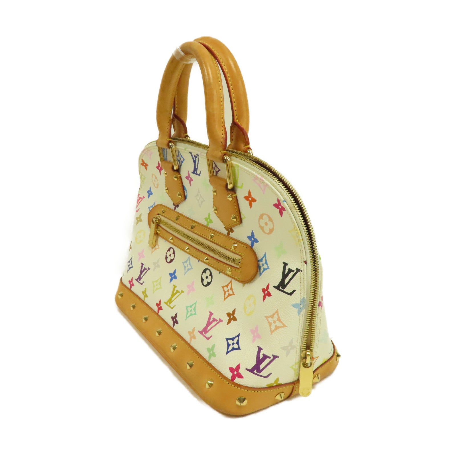 LOUIS VUITTON Monogram Multicolore Alma金扣手挽袋白色/彩色