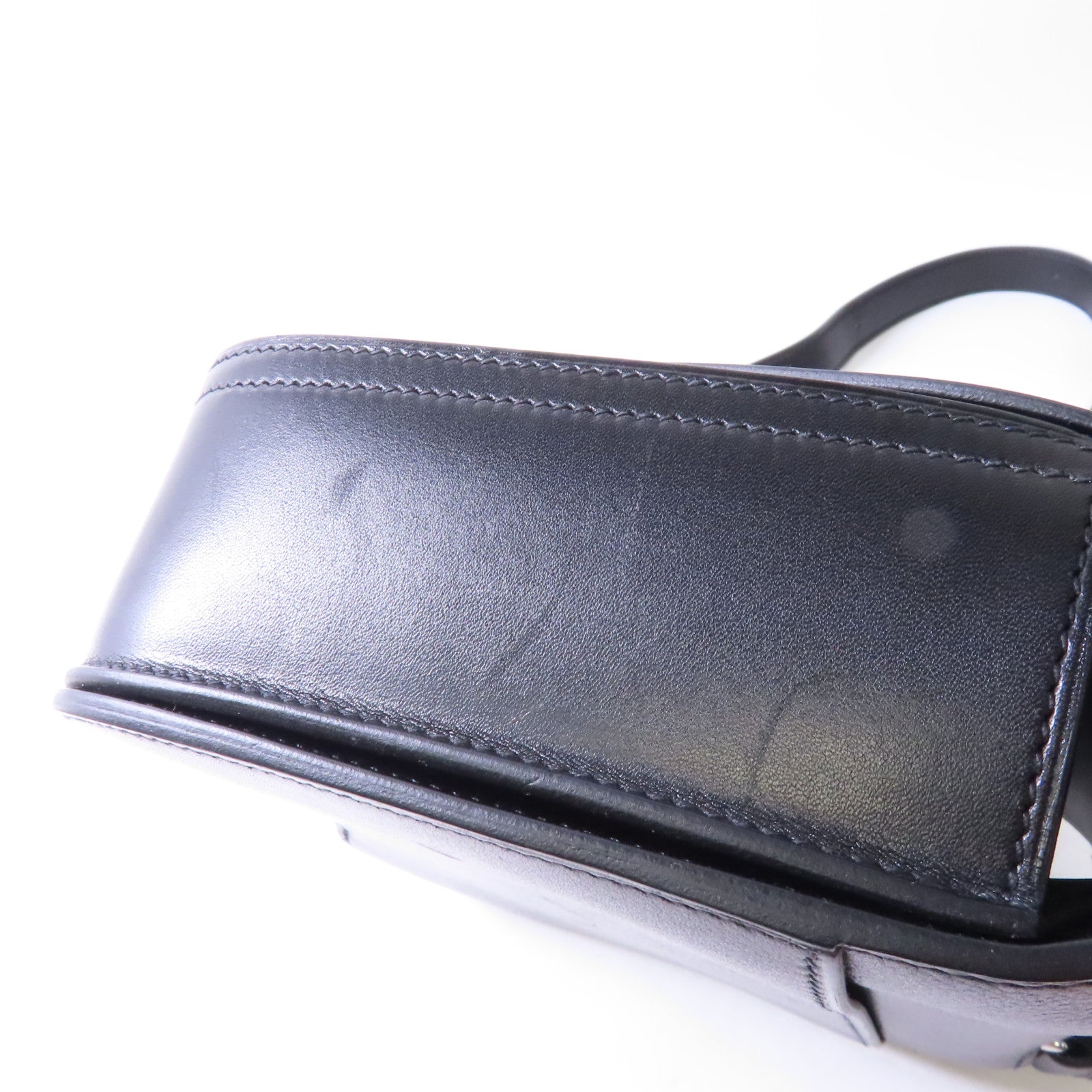 HERMES 【激減優惠】Evercolor皮革Mini Della Cavalleria Bag銀扣肩背袋黑色