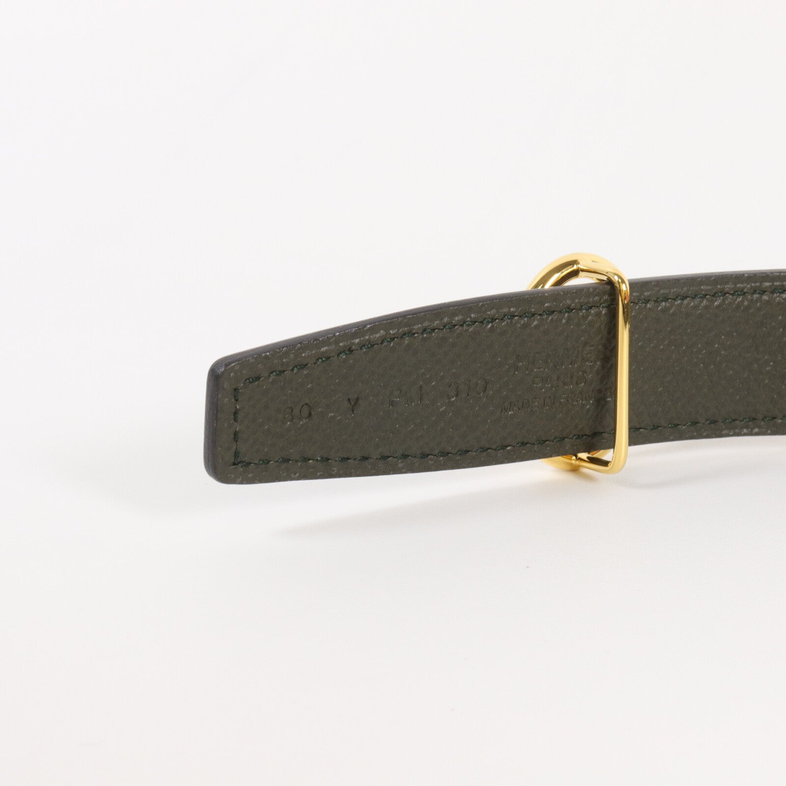 HERMES Swift/Epsom皮革Heritage Belt Buckle & 24mm Strap皮帶Ebene/Vert Anglais