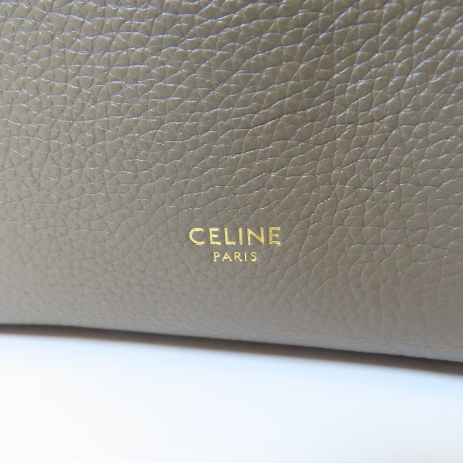 CELINE 【激減優惠】牛皮皮革Sangle Bucket Small金扣肩背袋灰色
