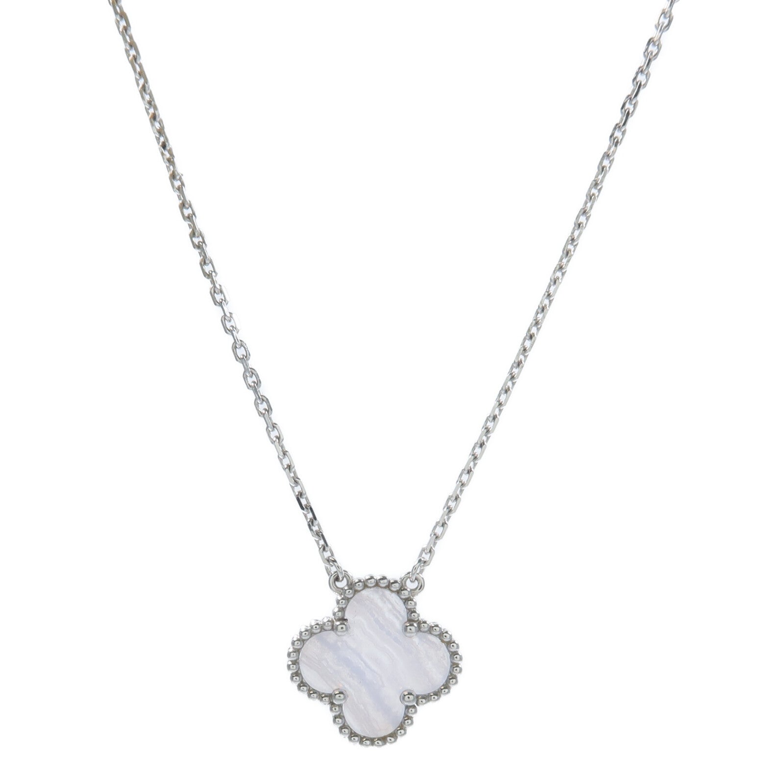 Van Cleef & Arpels 18K白金/玉髓Vintage Alhambra Pendant項鍊