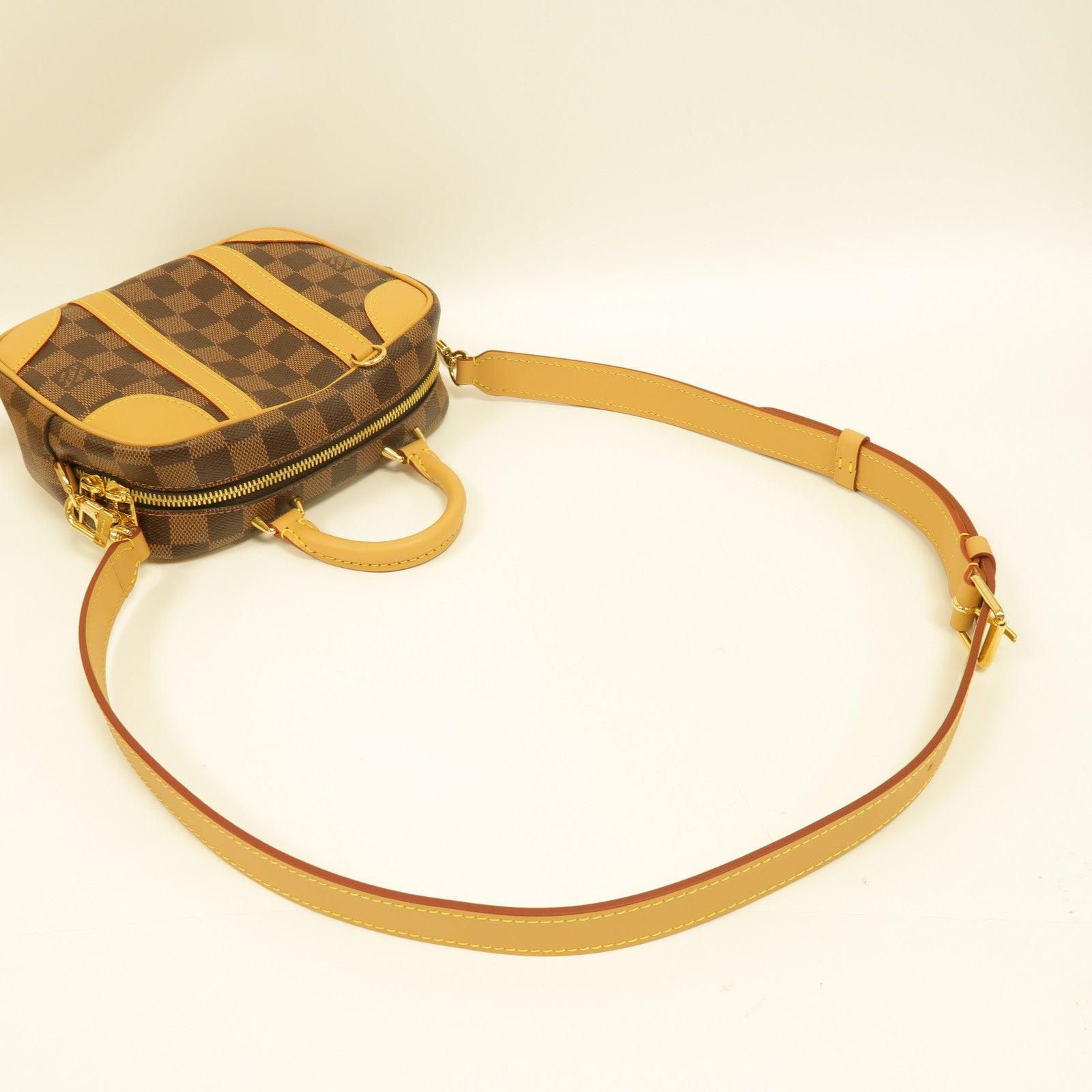 LOUIS VUITTON Damier Valisette Souple BB金扣手挽肩背兩用袋啡色