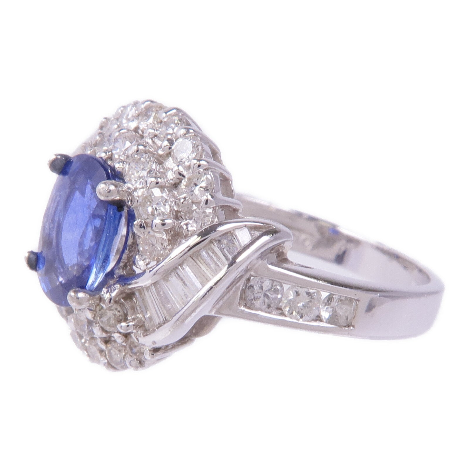 JEWELRY PT900鉑金Sapphire Diamond Ring藍寶石/鑽石戒指US#6.75