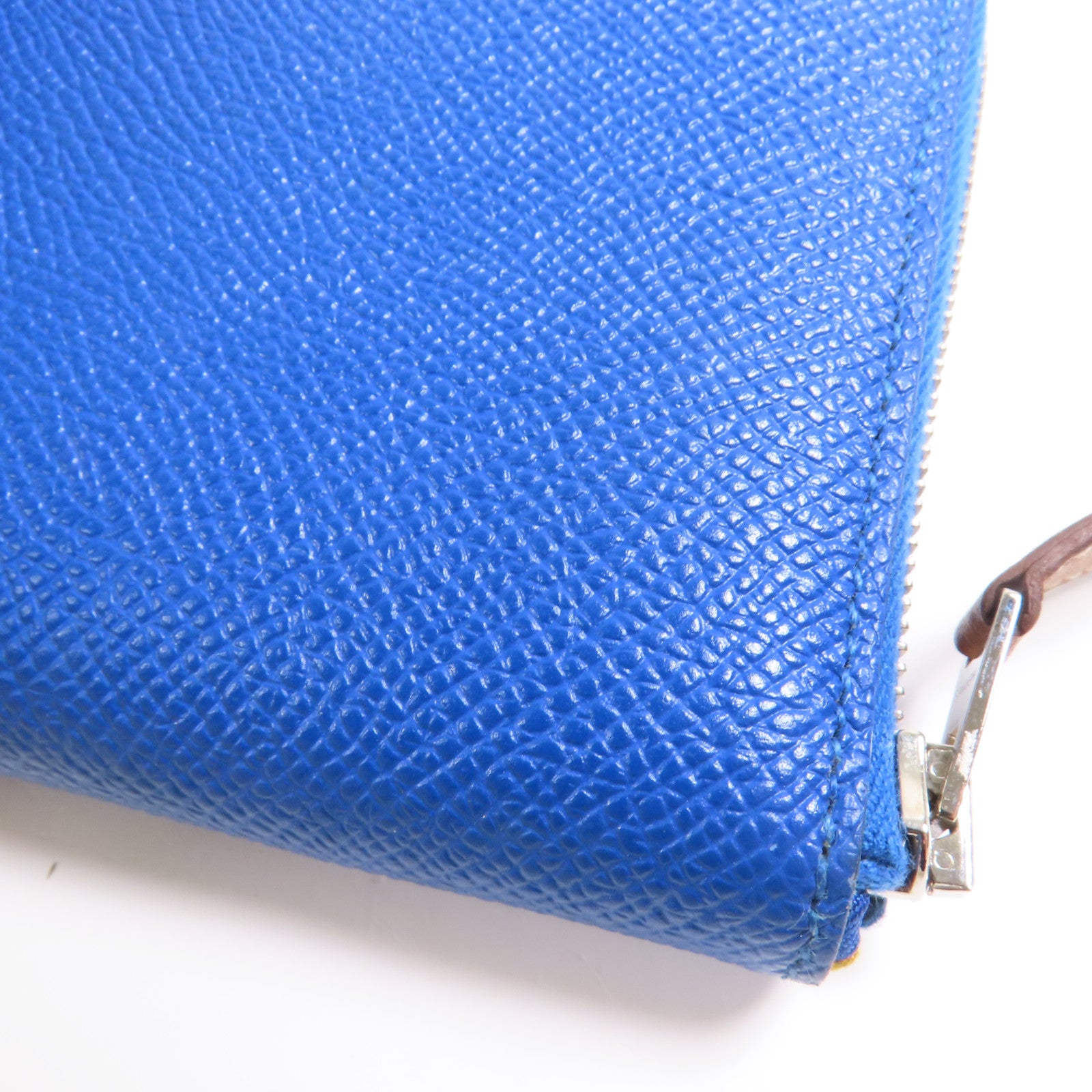 HERMES Epsom皮革Silk Wallet銀扣錢包Bleu Electrique