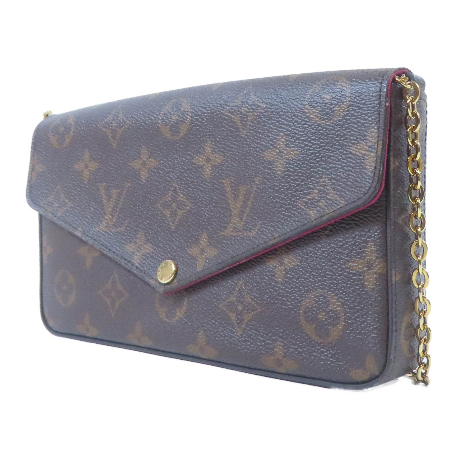 LOUIS VUITTON Monogram Felicie Pochette金扣鏈帶肩背袋啡色