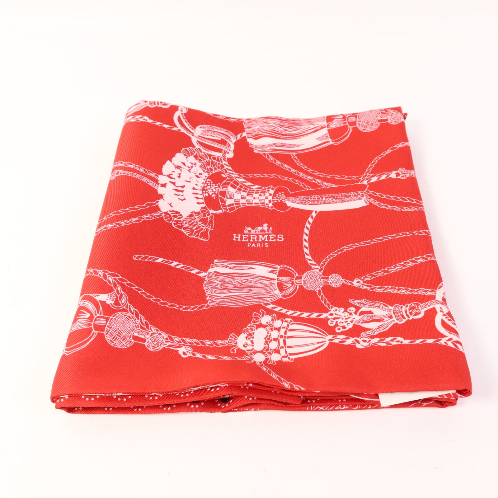 HERMES 絲質Maxi Twilly絲巾White/Red