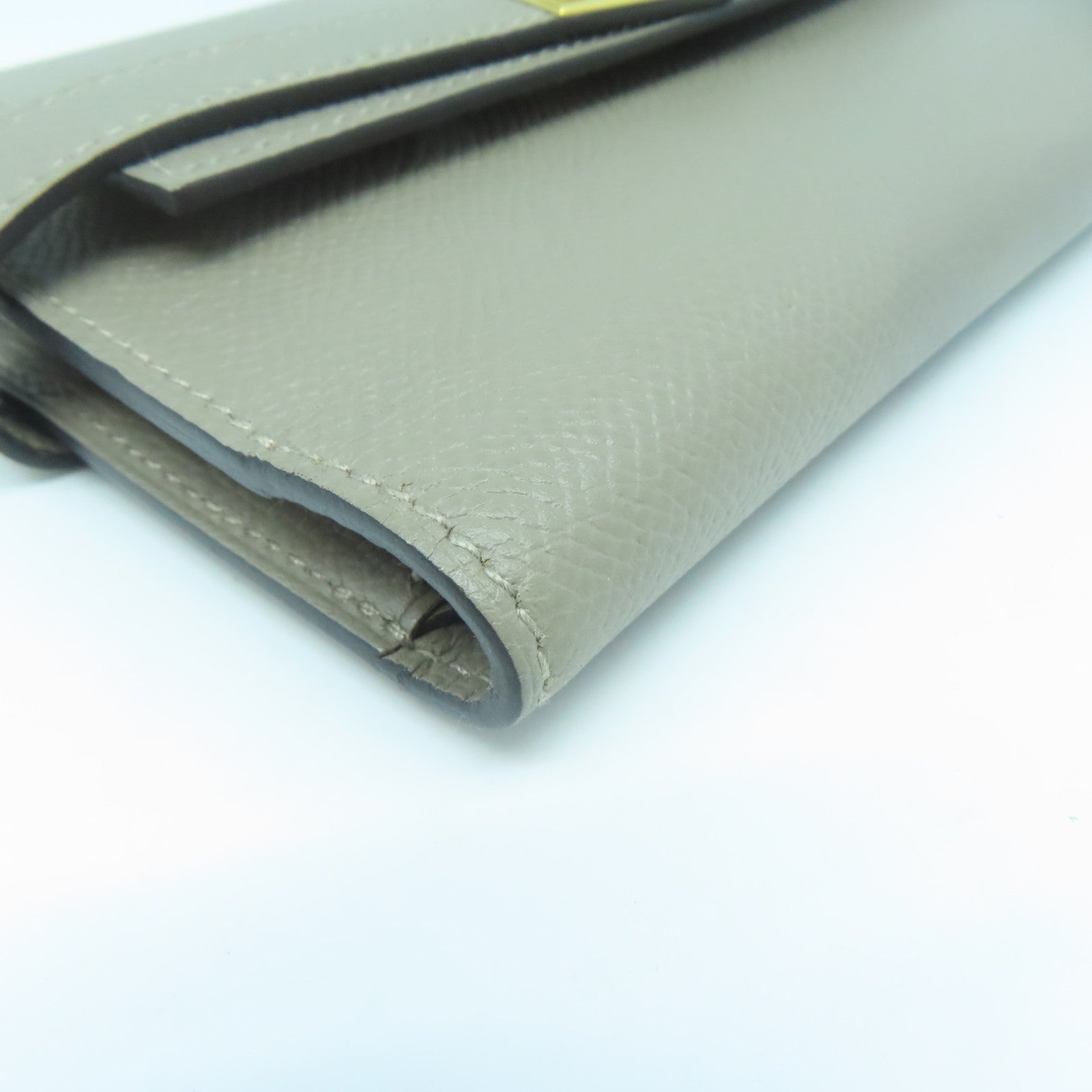 HERMES 【清倉大減價】Epsom皮革Kelly Wallet金扣錢包Gris Tourterelle淺灰色