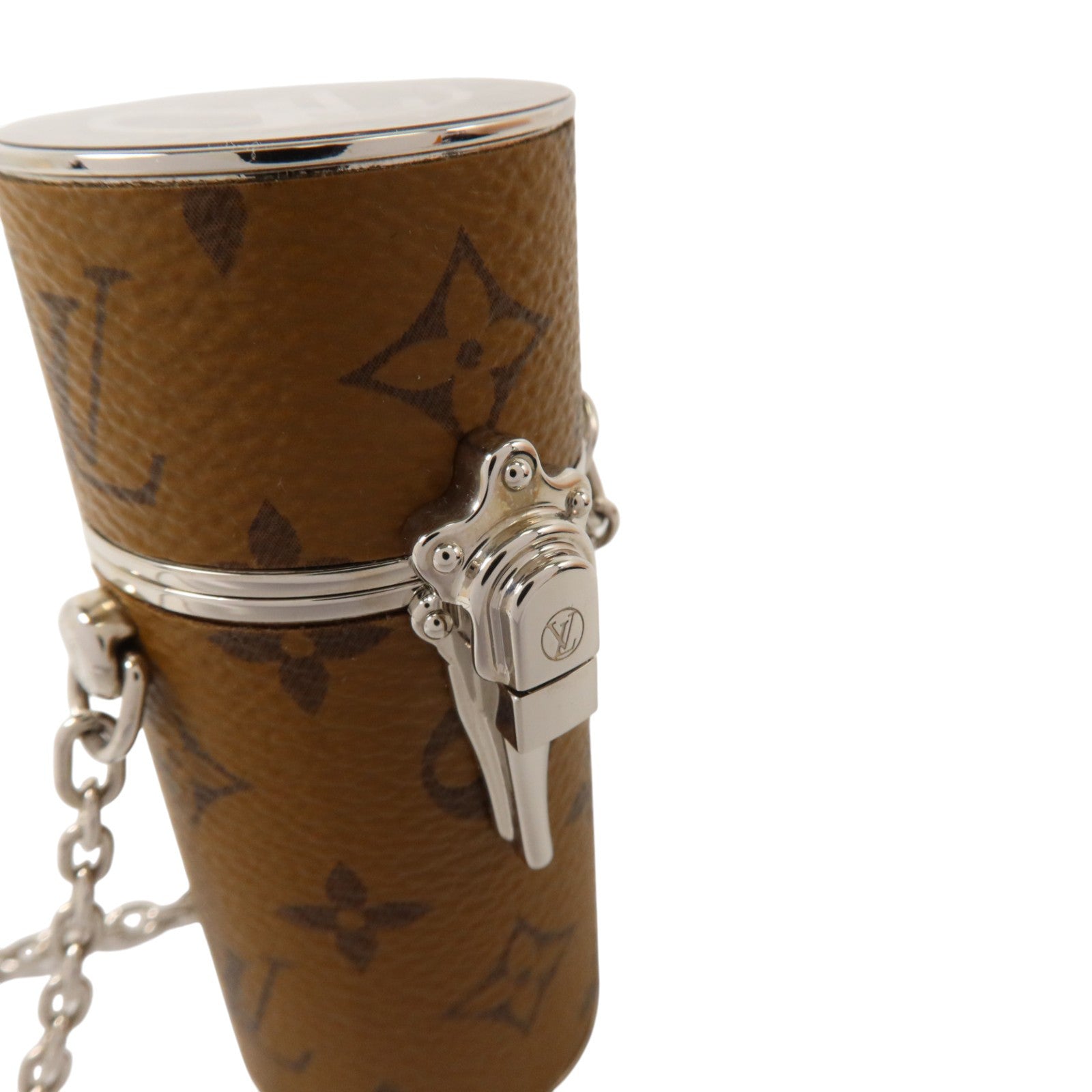 LOUIS VUITTON Monogram Reverse Lipstick Case銀扣反面口紅盒化妝掛飾