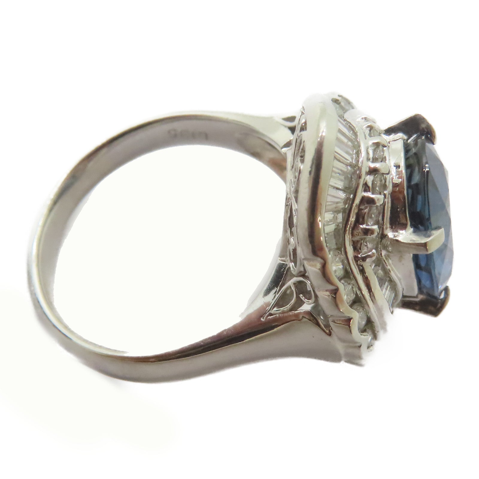 JEWELRY PT900鉑金Topaz Ring 5.41ct拓帕石/1.35ct鑚石戒指US#7