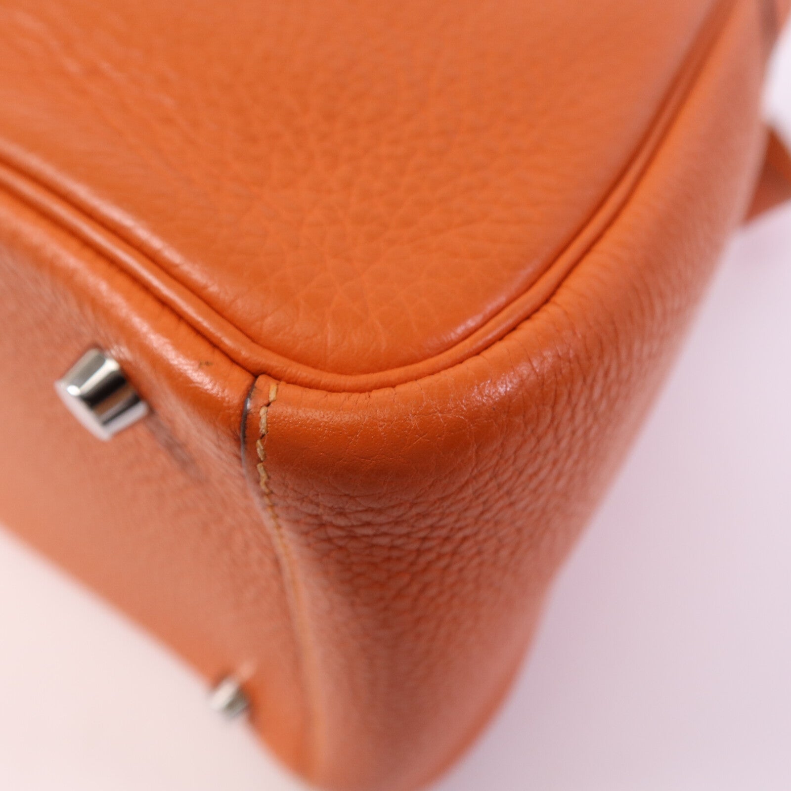 HERMES Clemence皮革Lindy 30銀扣手挽肩背兩用袋Orange