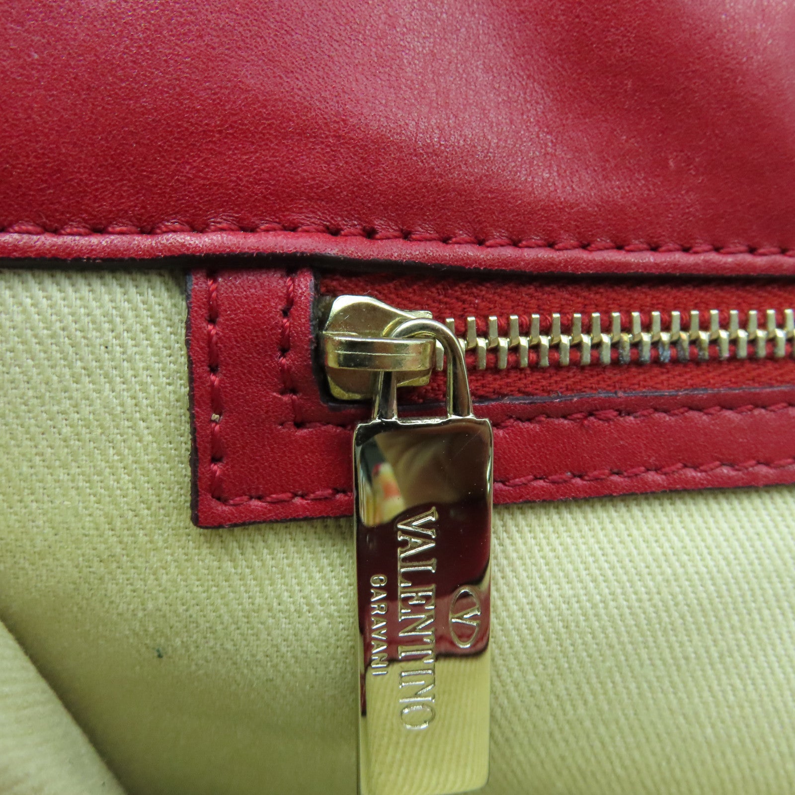 Valentino 【激減優惠】皮革Shoulder Bag金扣手挽袋紅色