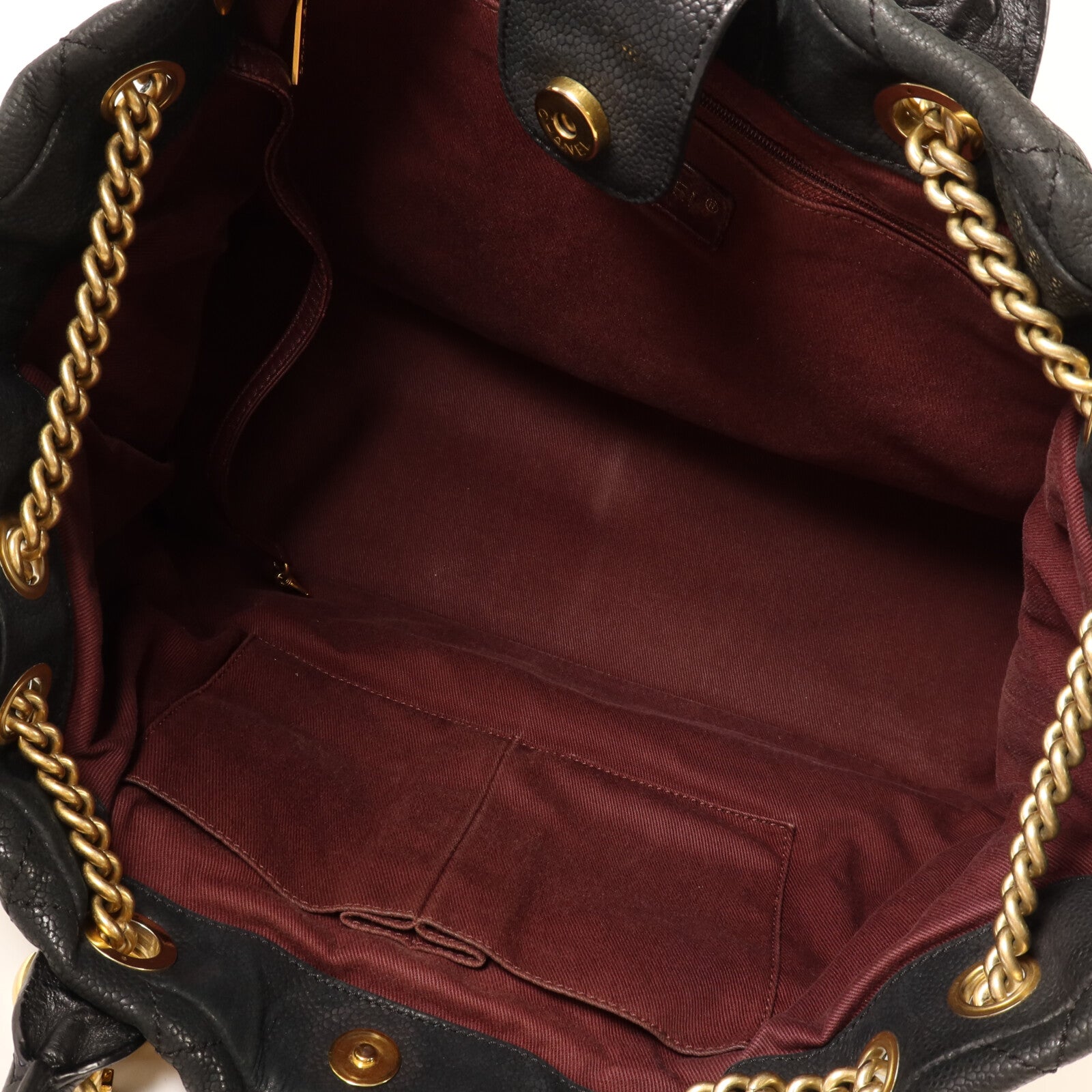 CHANEL 牛皮皮革2 Way Shoulder金扣鏈帶手挽肩背兩用