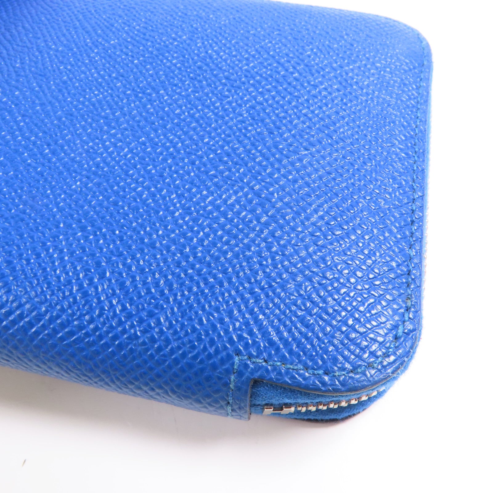 HERMES Epsom皮革Silk Wallet銀扣錢包Bleu Electrique