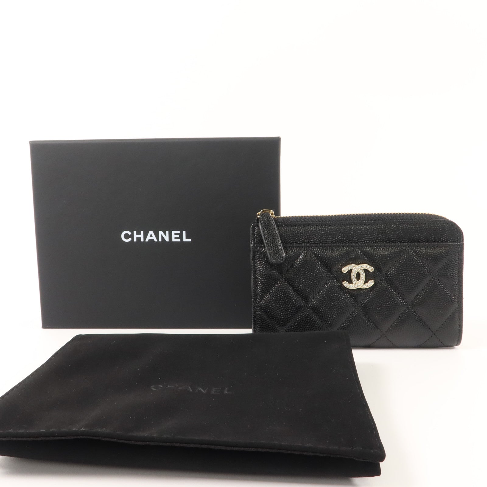 CHANEL 牛皮皮革CC Logo Zipper Wallet錢包