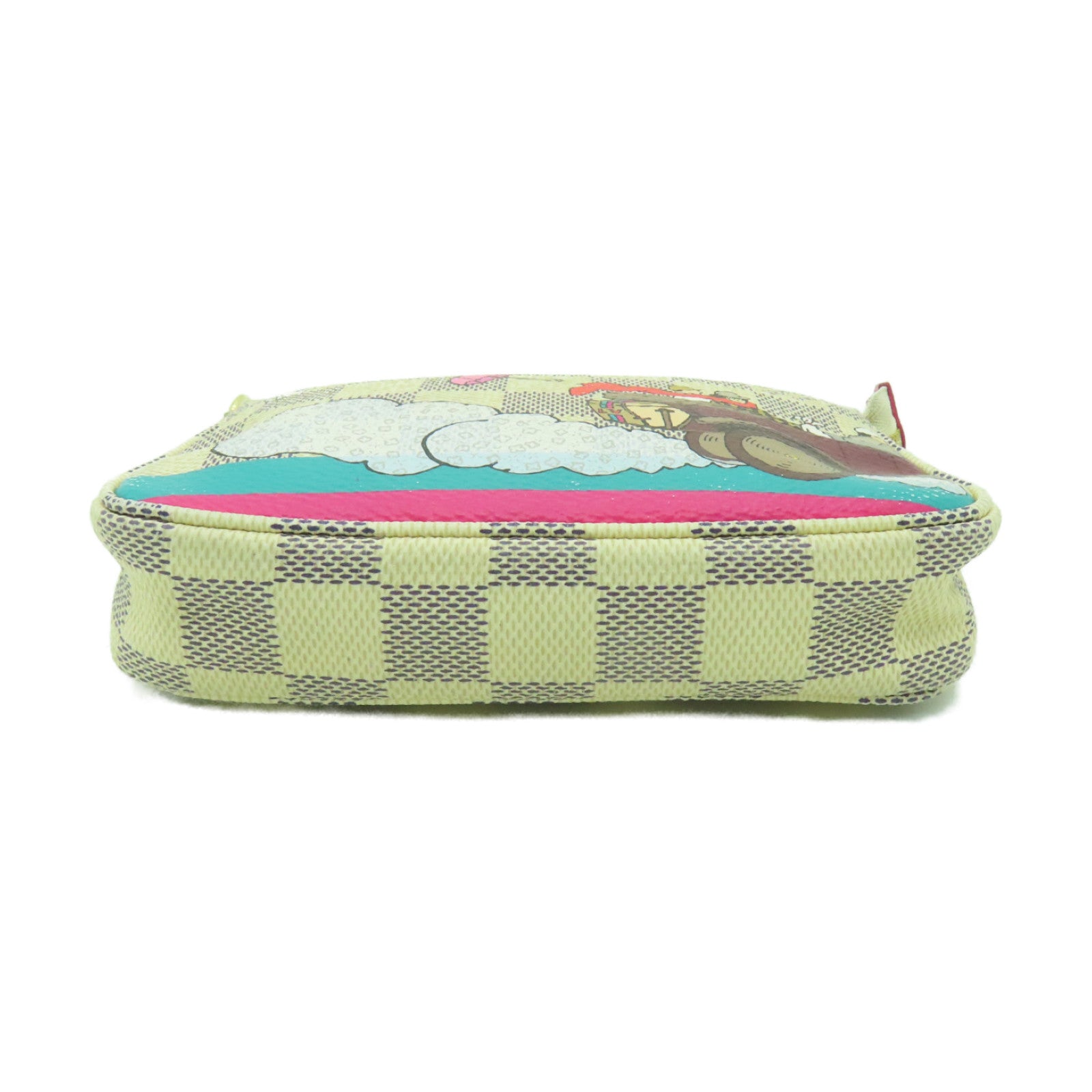 LOUIS VUITTON 【激減優惠】Damier Azur Mini Pochette Accessoires Pouch金扣鏈帶肩背袋白色