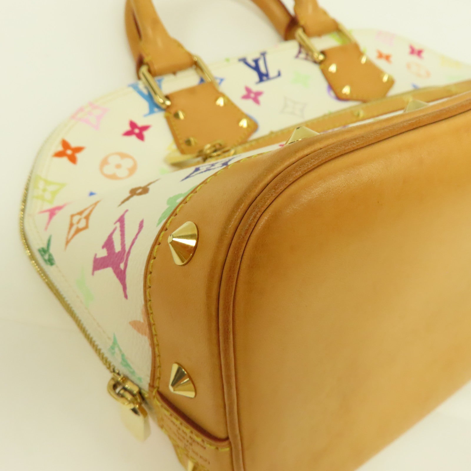 LOUIS VUITTON Monogram Multicolore Alma金扣手挽袋白色/彩色
