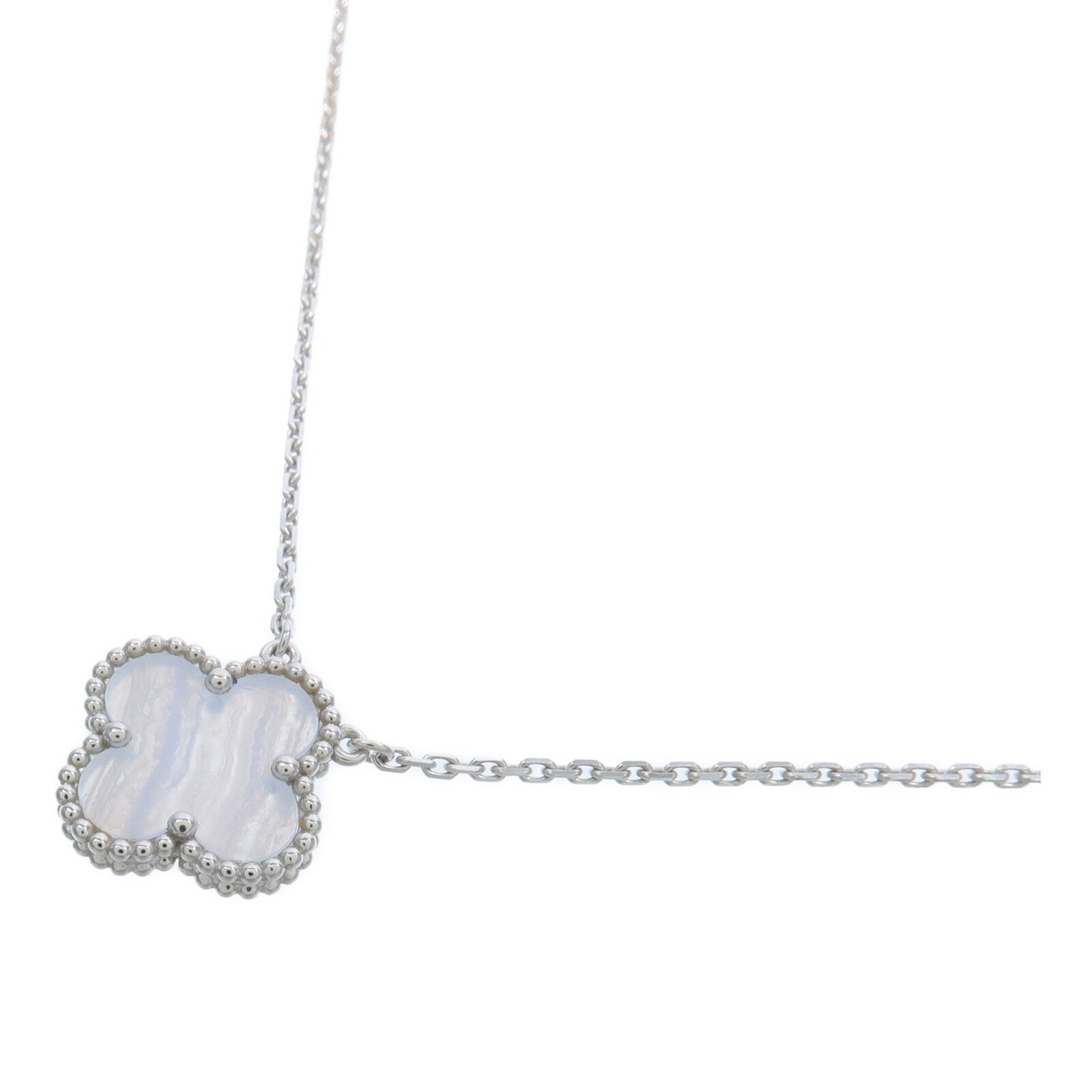 Van Cleef & Arpels 18K白金/玉髓Vintage Alhambra Pendant項鍊