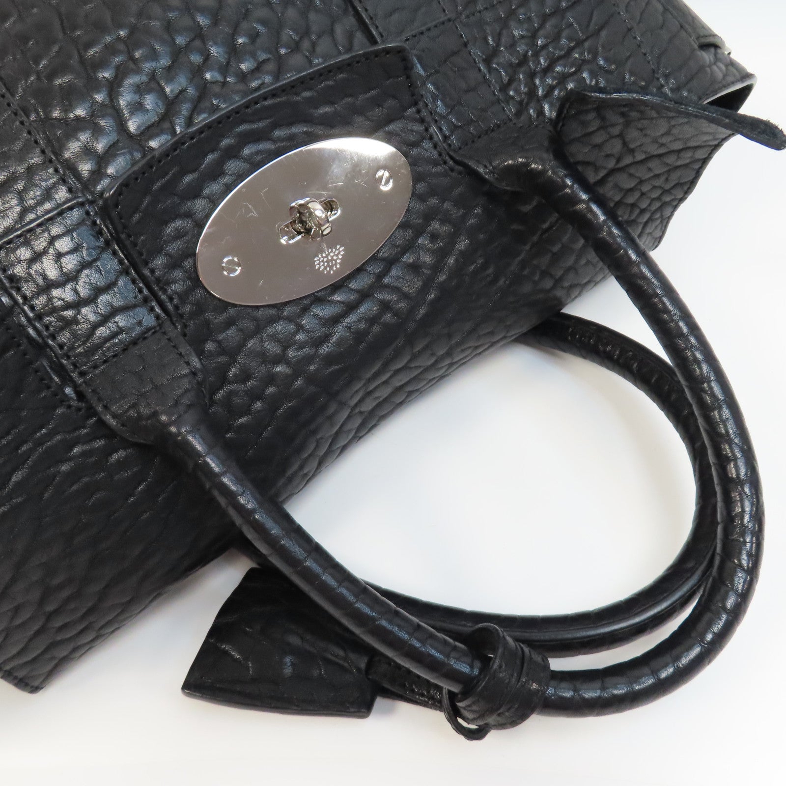 MULBERRY 【激減優惠】牛皮皮革Icon Bag銀扣手挽袋黑色
