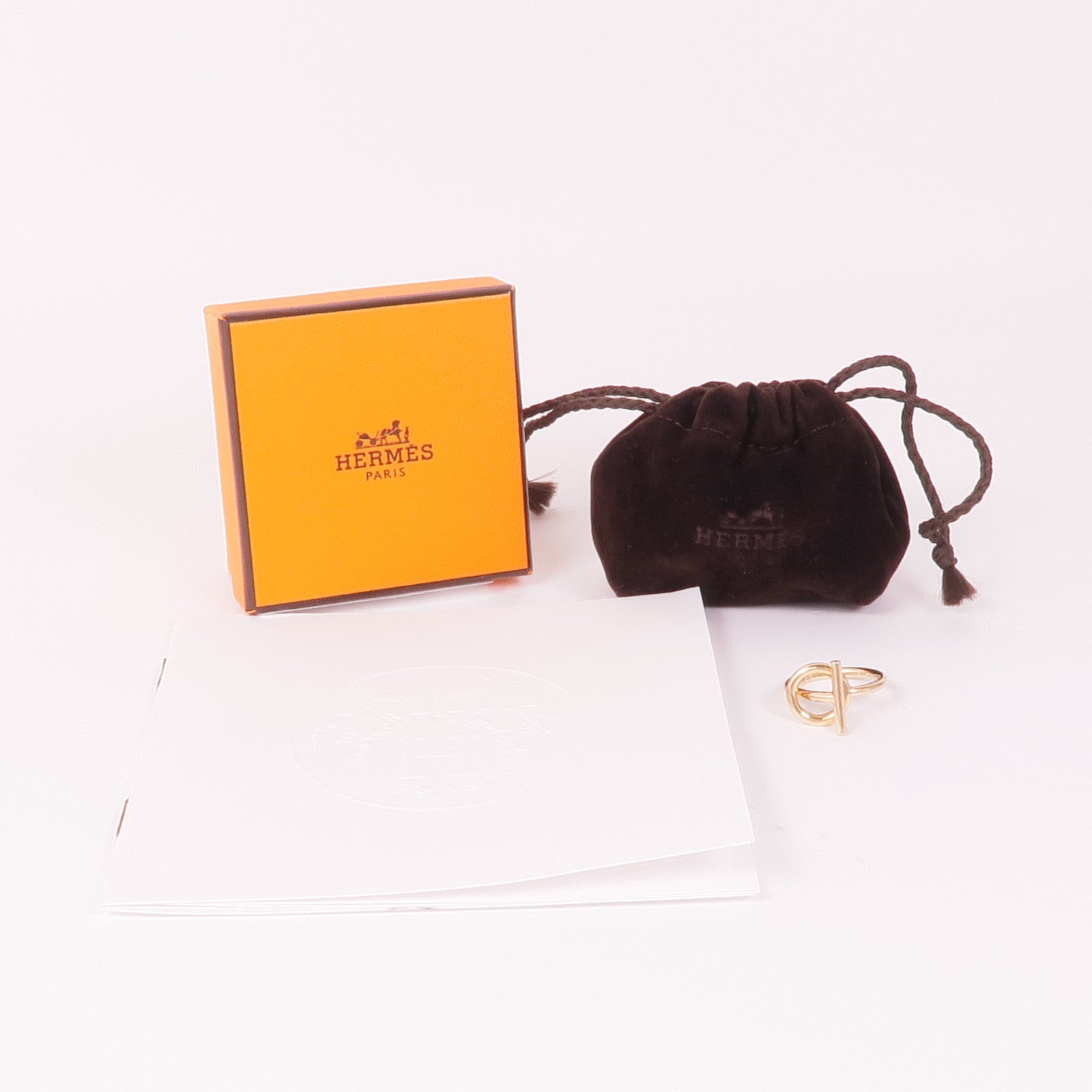 HERMES 18K玫瑰金Echappee戒指Hermes#51/US#5