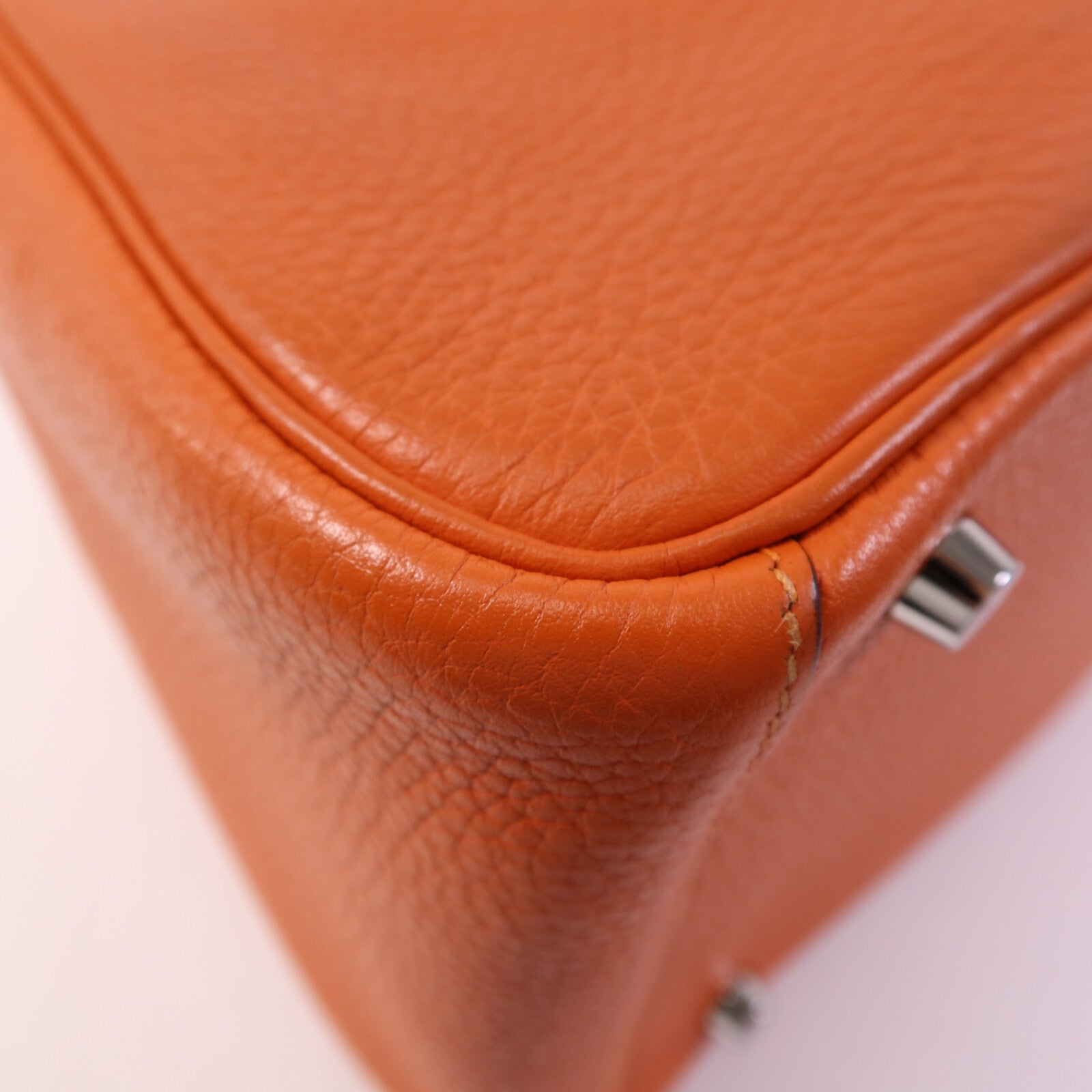 HERMES Clemence皮革Lindy 30銀扣手挽肩背兩用袋Orange