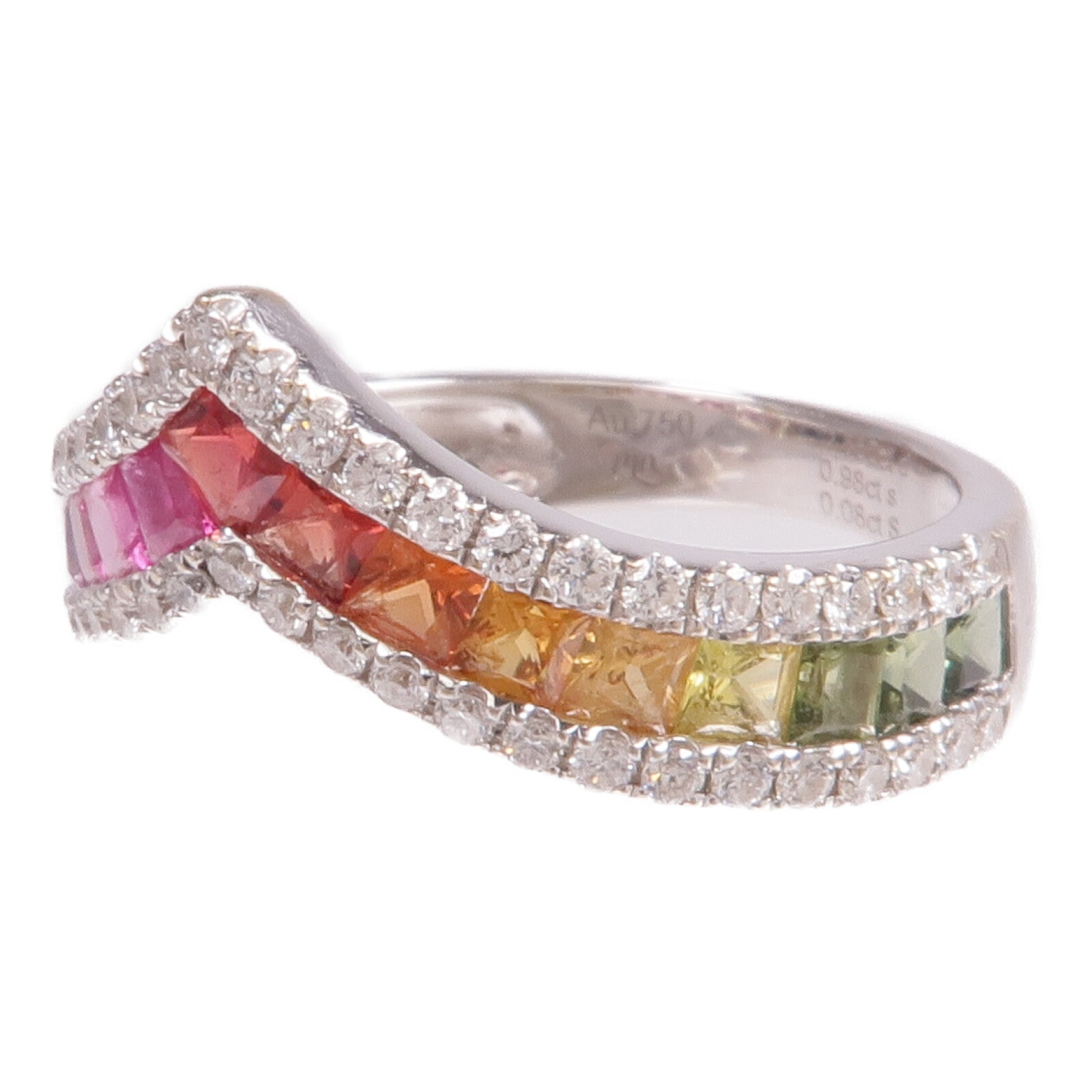 JEWELRY 18K白金Diamond Color Stone Ring鑽石/彩色寶石戒指US#5