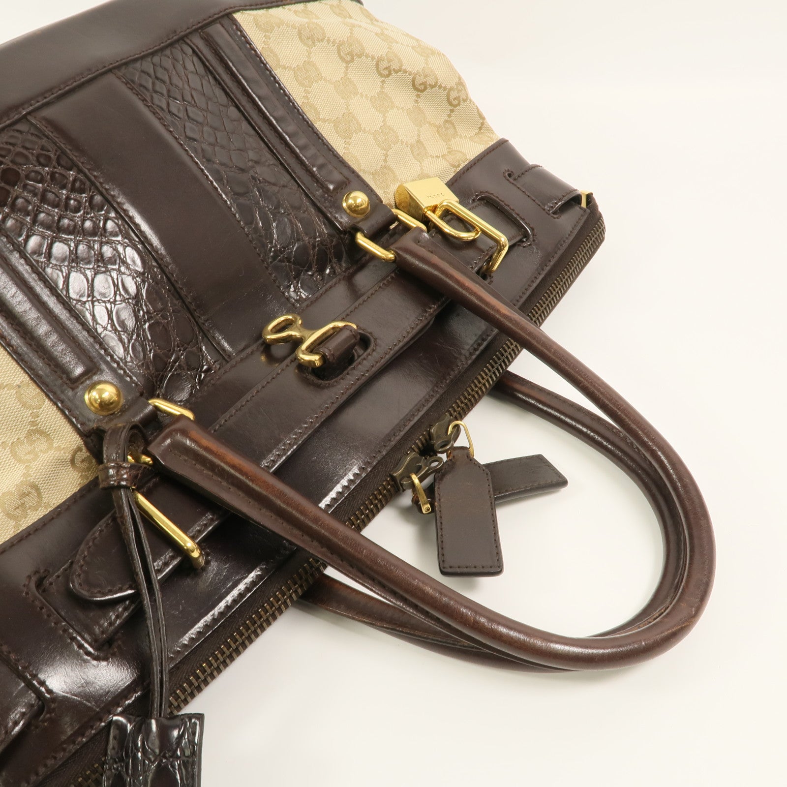 GUCCI 帆布/牛皮皮革Hand Bag手挽袋