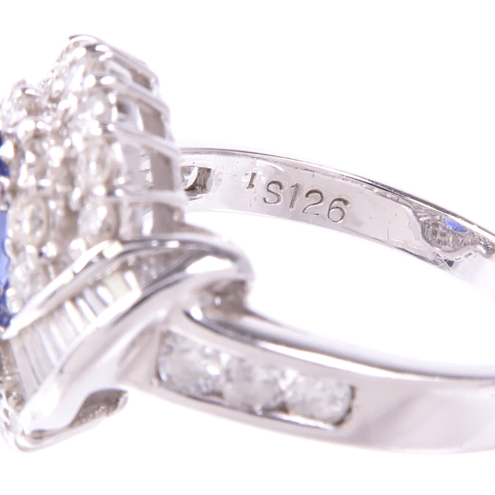 JEWELRY 【激減優惠】PT900鉑金Sapphire Diamond Ring藍寶石/鑽石戒指US#6.75