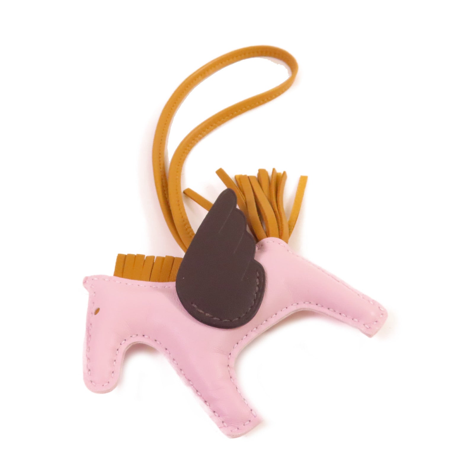 HERMES Swift皮革Rodeo Pegase PM Charm掛飾Mauve Pale夢幻紫色/Ebene烏木色