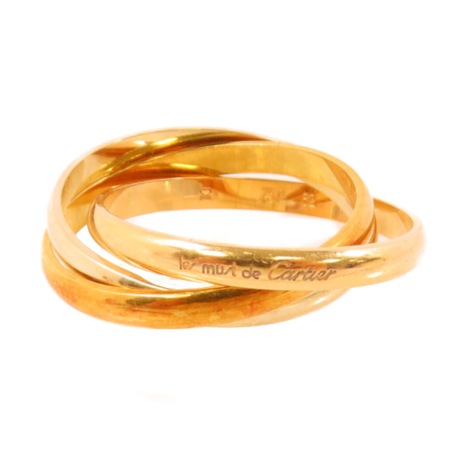 CARTIER 18K黃金/玫瑰金/白金Trinity Ring戒指#60/US#8.75