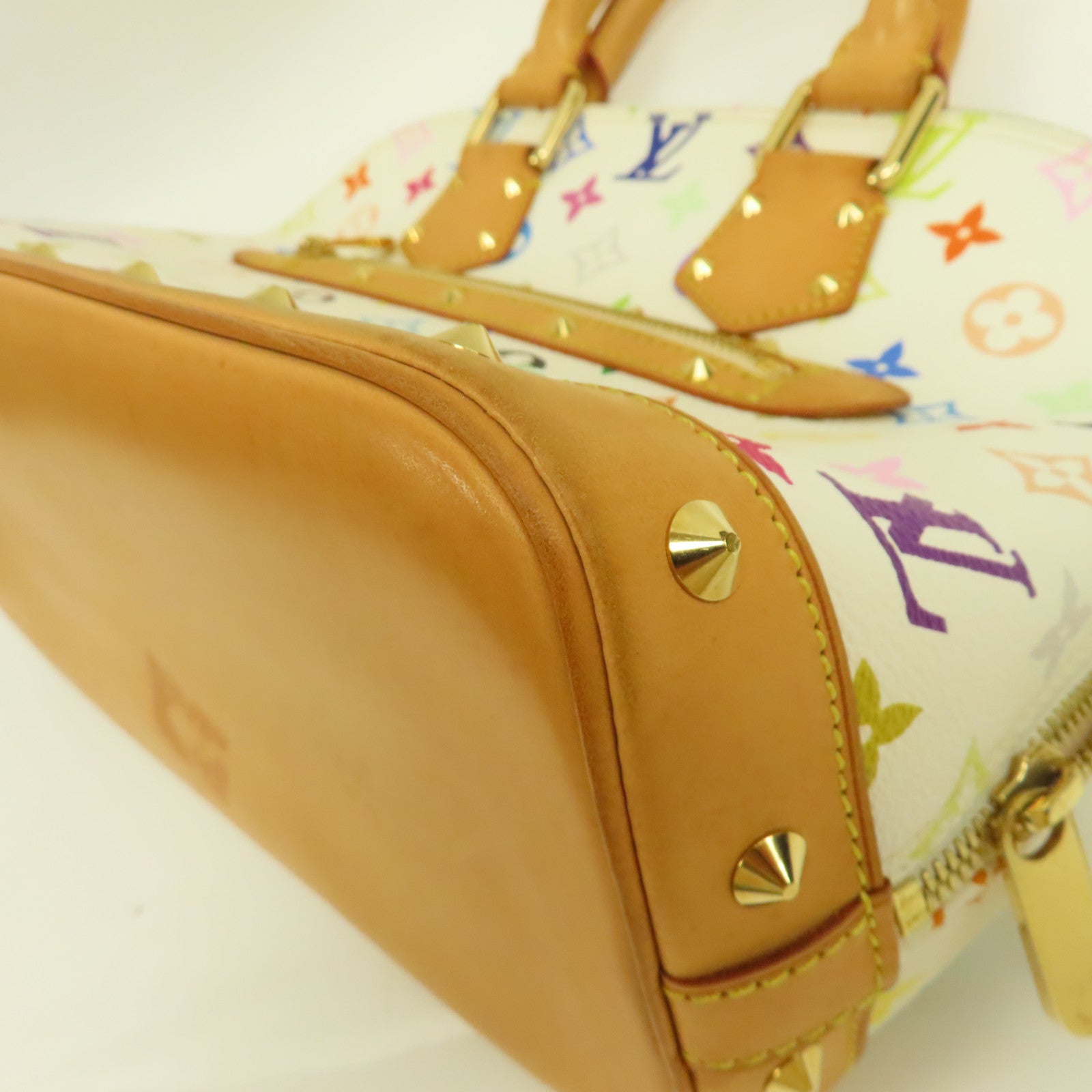 LOUIS VUITTON Monogram Multicolore Alma金扣手挽袋白色/彩色