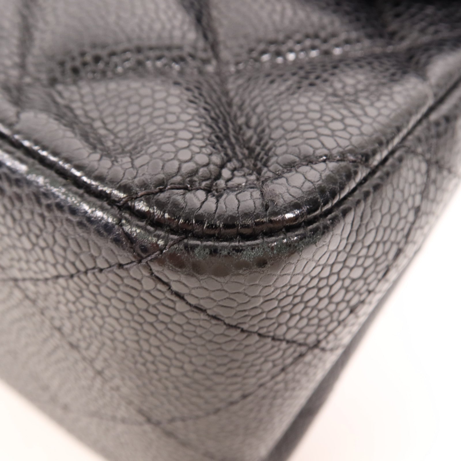 CHANEL 牛皮皮革Large Classic銀扣鏈帶肩背袋