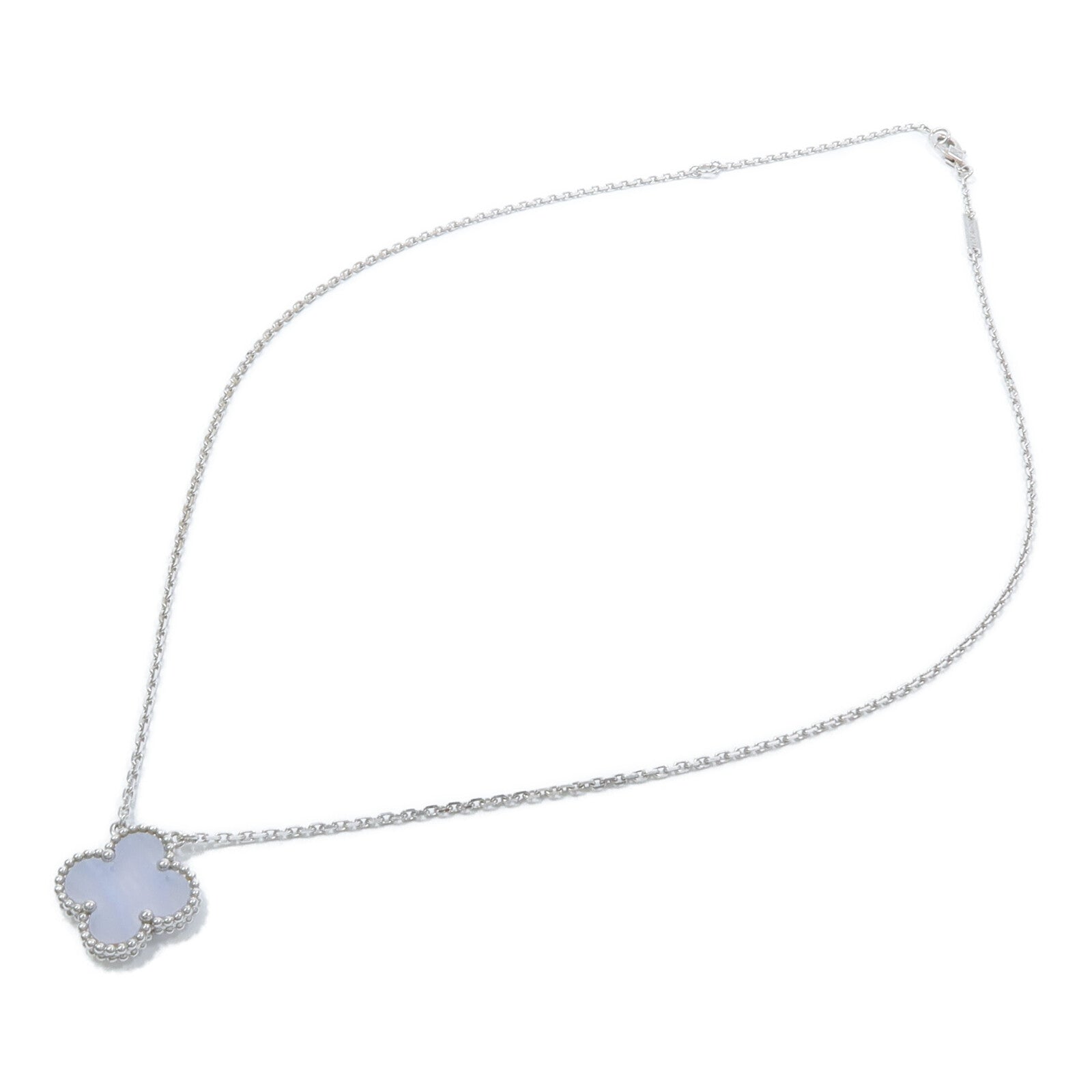 Van Cleef & Arpels 18K白金/玉髓Vintage Alhambra Pendant項鍊