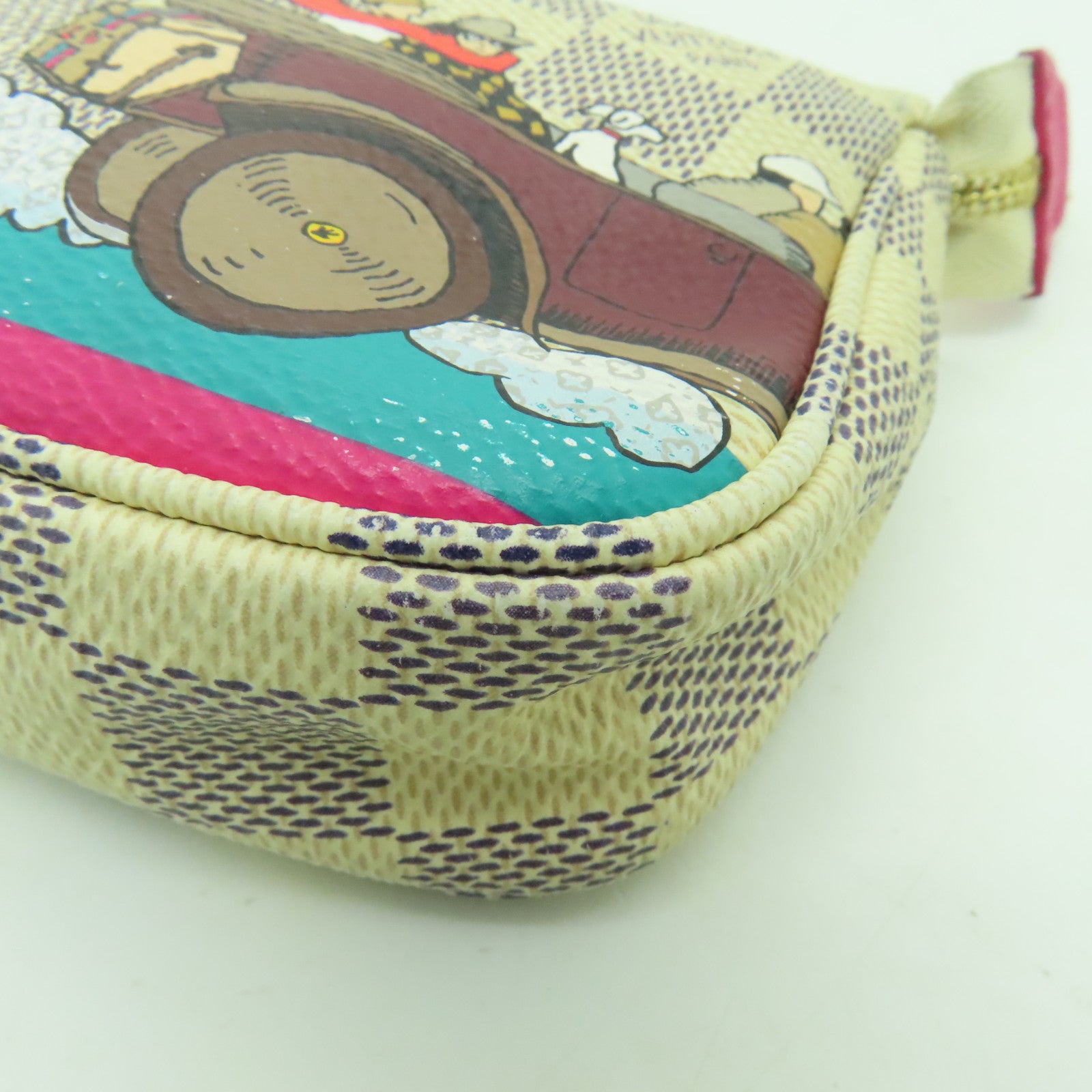 LOUIS VUITTON 【激減優惠】Damier Azur Mini Pochette Accessoires Pouch金扣鏈帶肩背袋白色