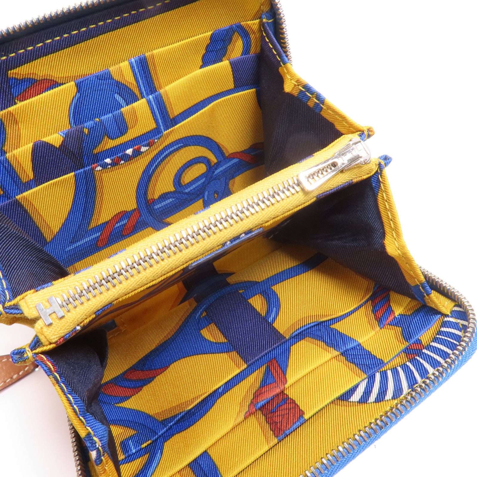 HERMES Epsom皮革Silk Wallet銀扣錢包Bleu Electrique