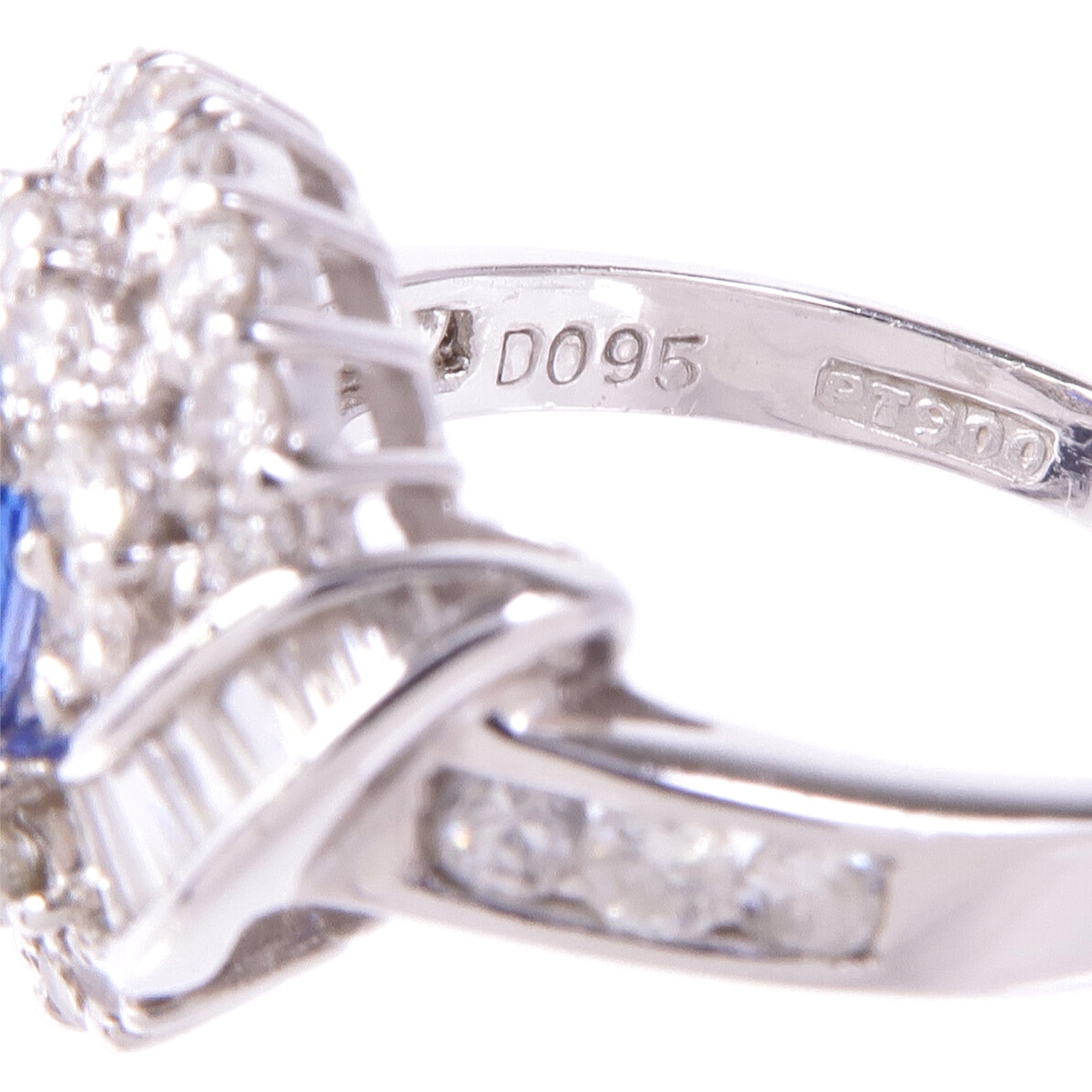 JEWELRY 【激減優惠】PT900鉑金Sapphire Diamond Ring藍寶石/鑽石戒指US#6.75