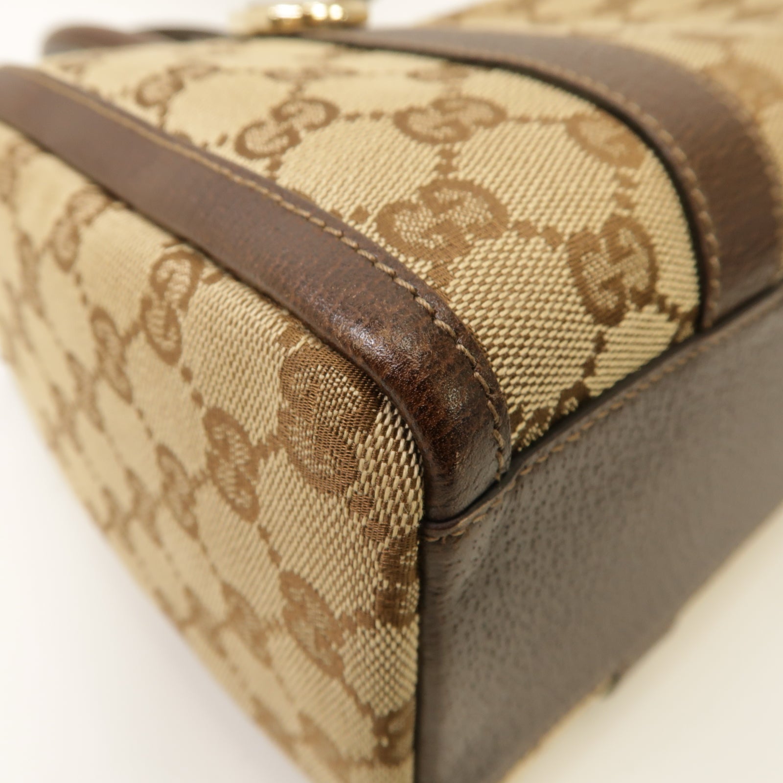 GUCCI 帆布Hand Bag手挽袋銀扣手挽袋啡色