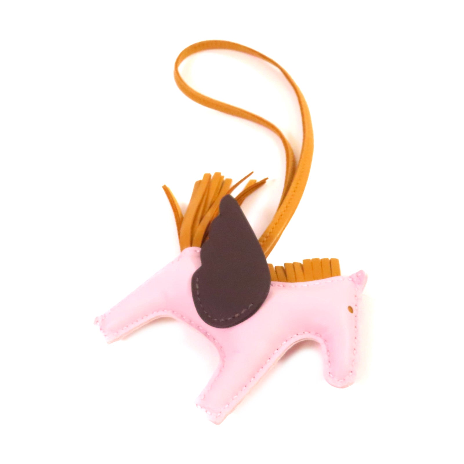 HERMES Swift皮革Rodeo Pegase PM Charm掛飾Mauve Pale夢幻紫色/Ebene烏木色
