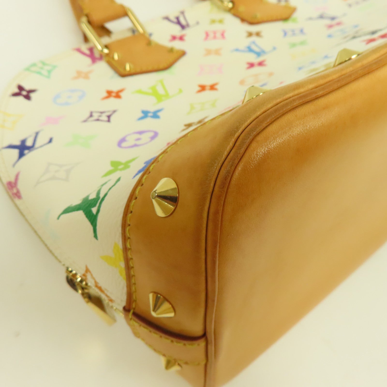 LOUIS VUITTON Monogram Multicolore Alma金扣手挽袋白色/彩色