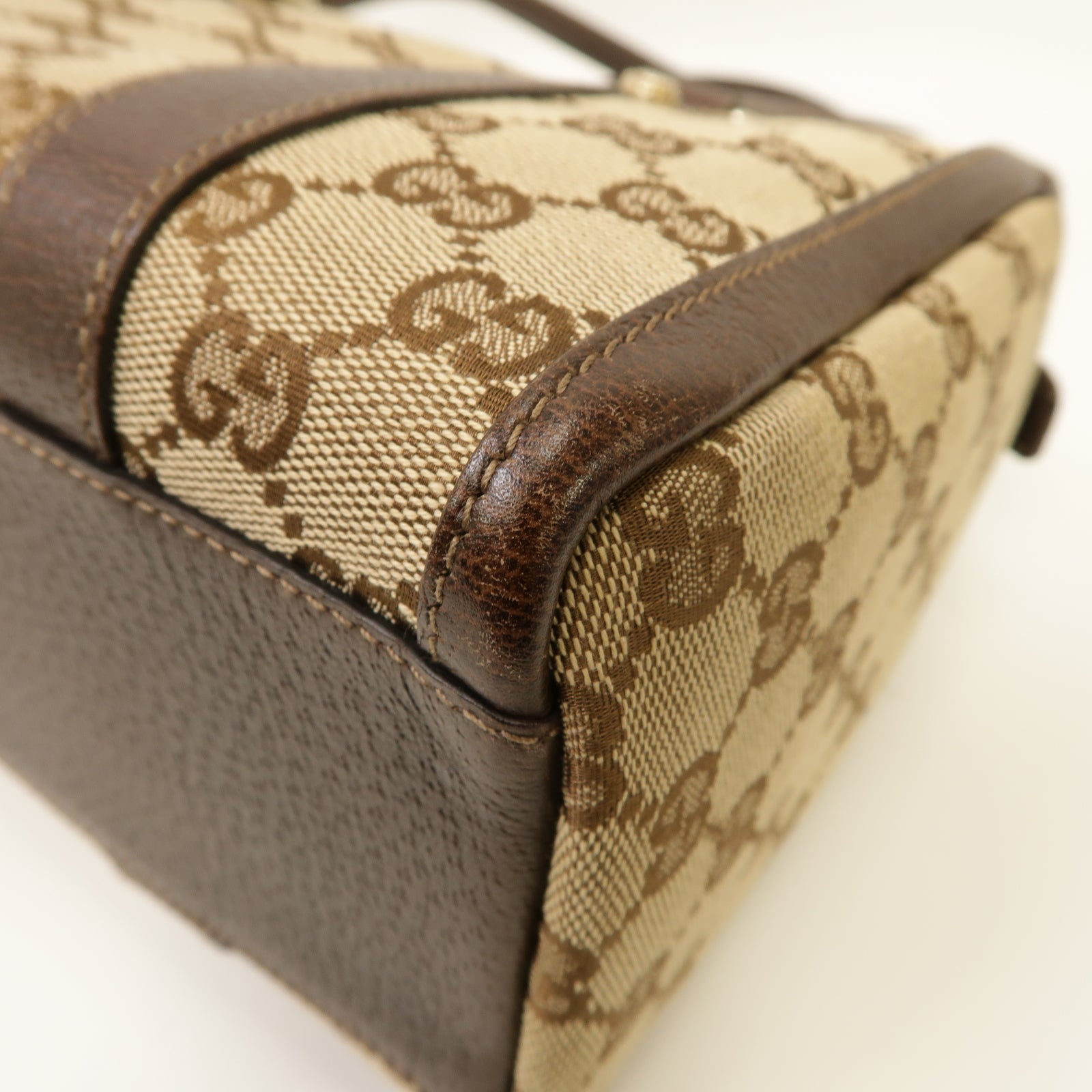 GUCCI 帆布Hand Bag手挽袋銀扣手挽袋啡色