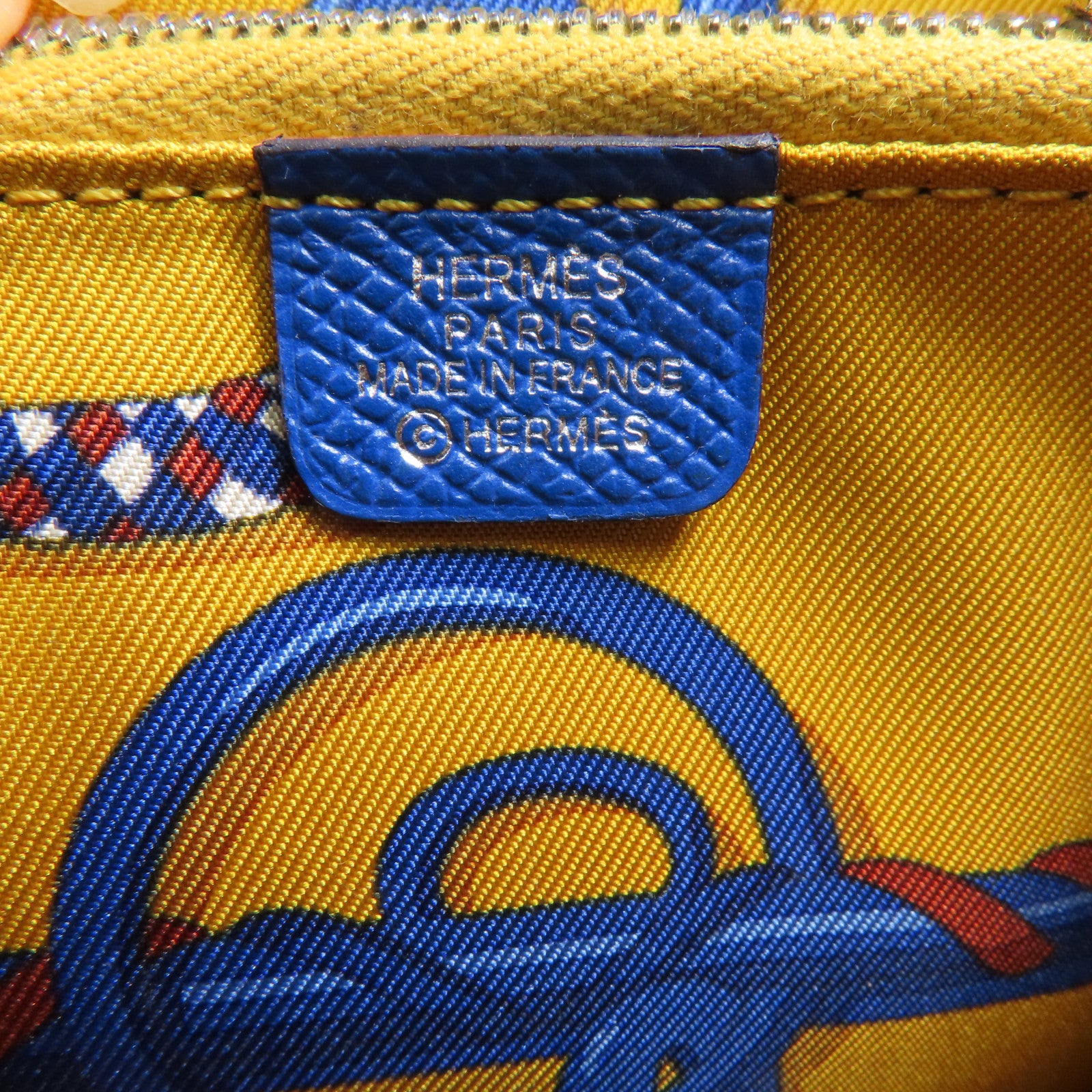 HERMES Epsom皮革Silk Wallet銀扣錢包Bleu Electrique