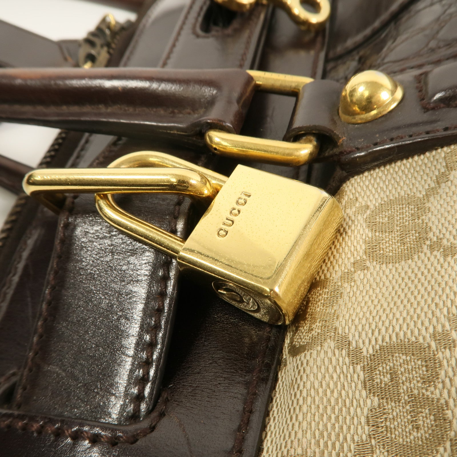 GUCCI 帆布/牛皮皮革Hand Bag手挽袋