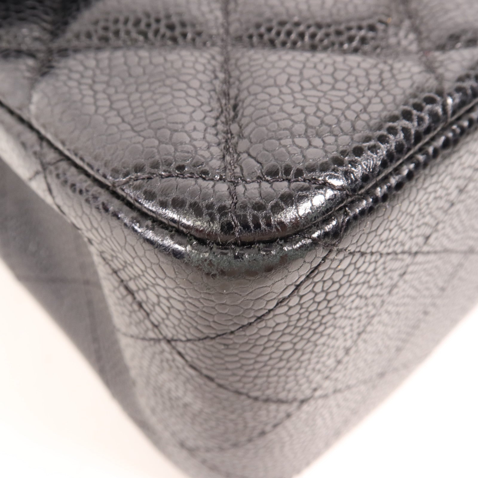 CHANEL 牛皮皮革Large Classic銀扣鏈帶肩背袋