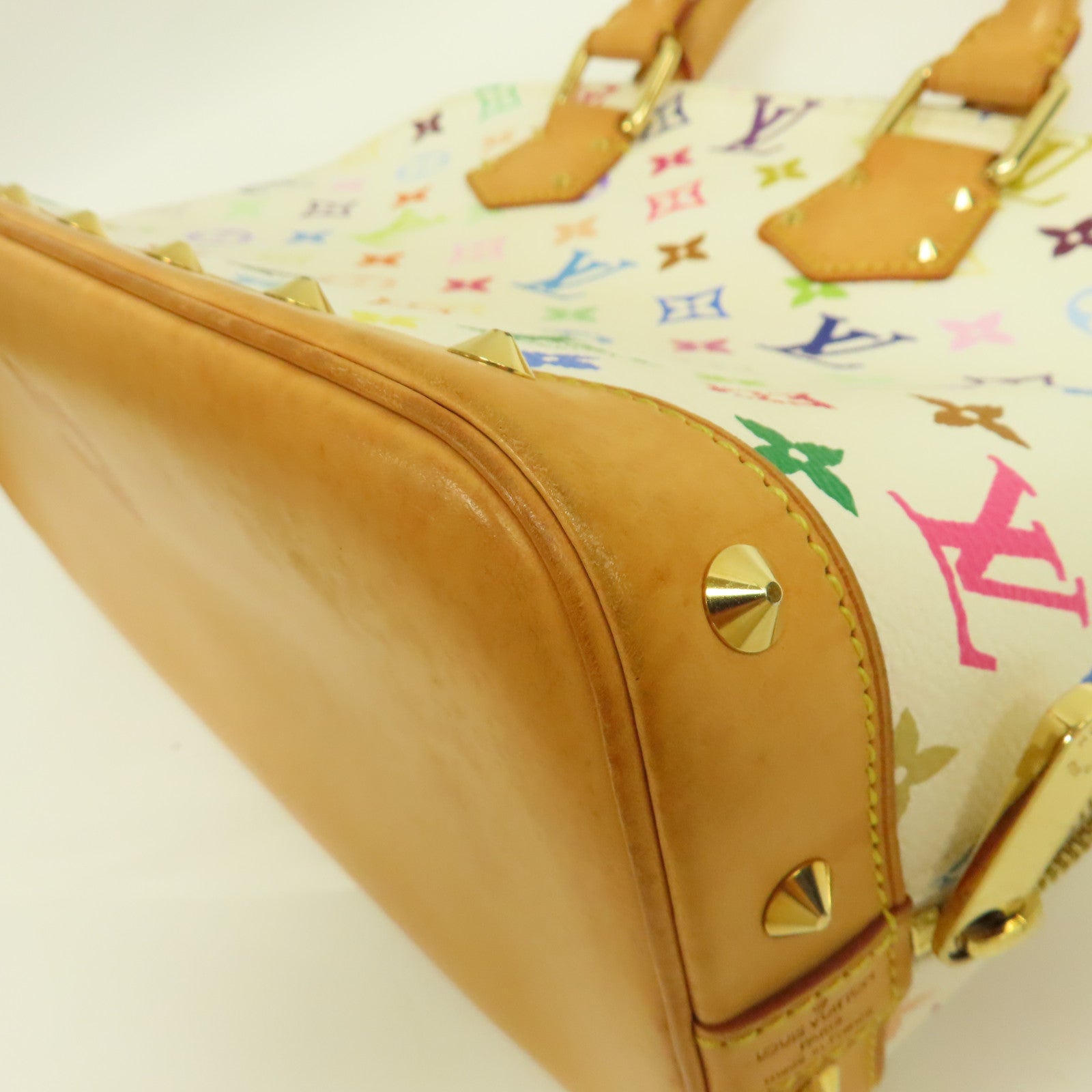 LOUIS VUITTON Monogram Multicolore Alma金扣手挽袋白色/彩色