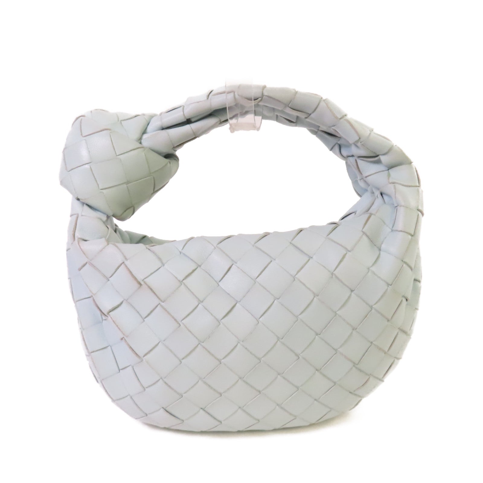 BOTTEGA VENETA 織紋皮革Mini Jodie Handbag金扣手挽袋淺藍色