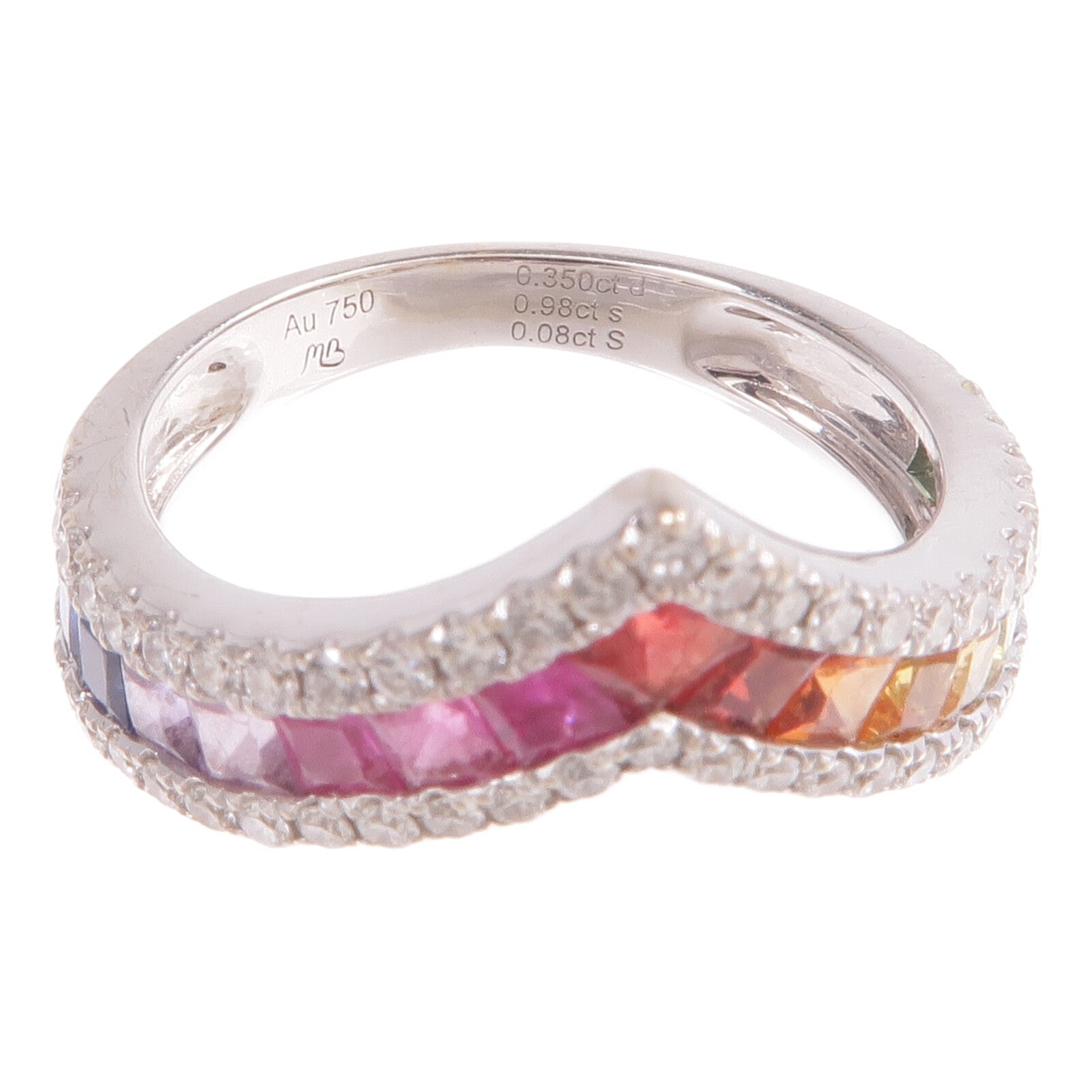 JEWELRY 18K白金Diamond Color Stone Ring鑽石/彩色寶石戒指US#5