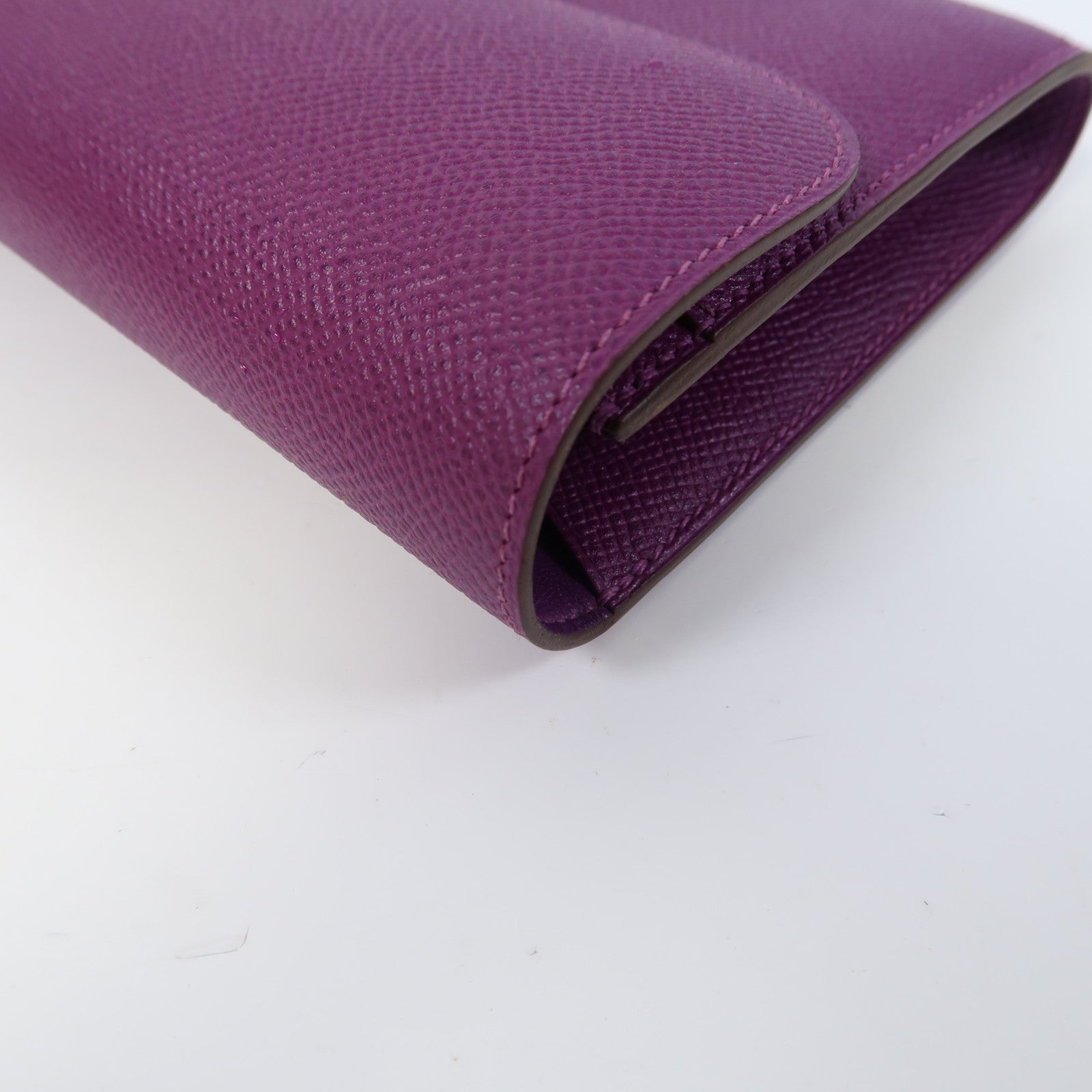 HERMES Epsom皮革Constance Wallet銀扣長錢包Anemone海葵紫色