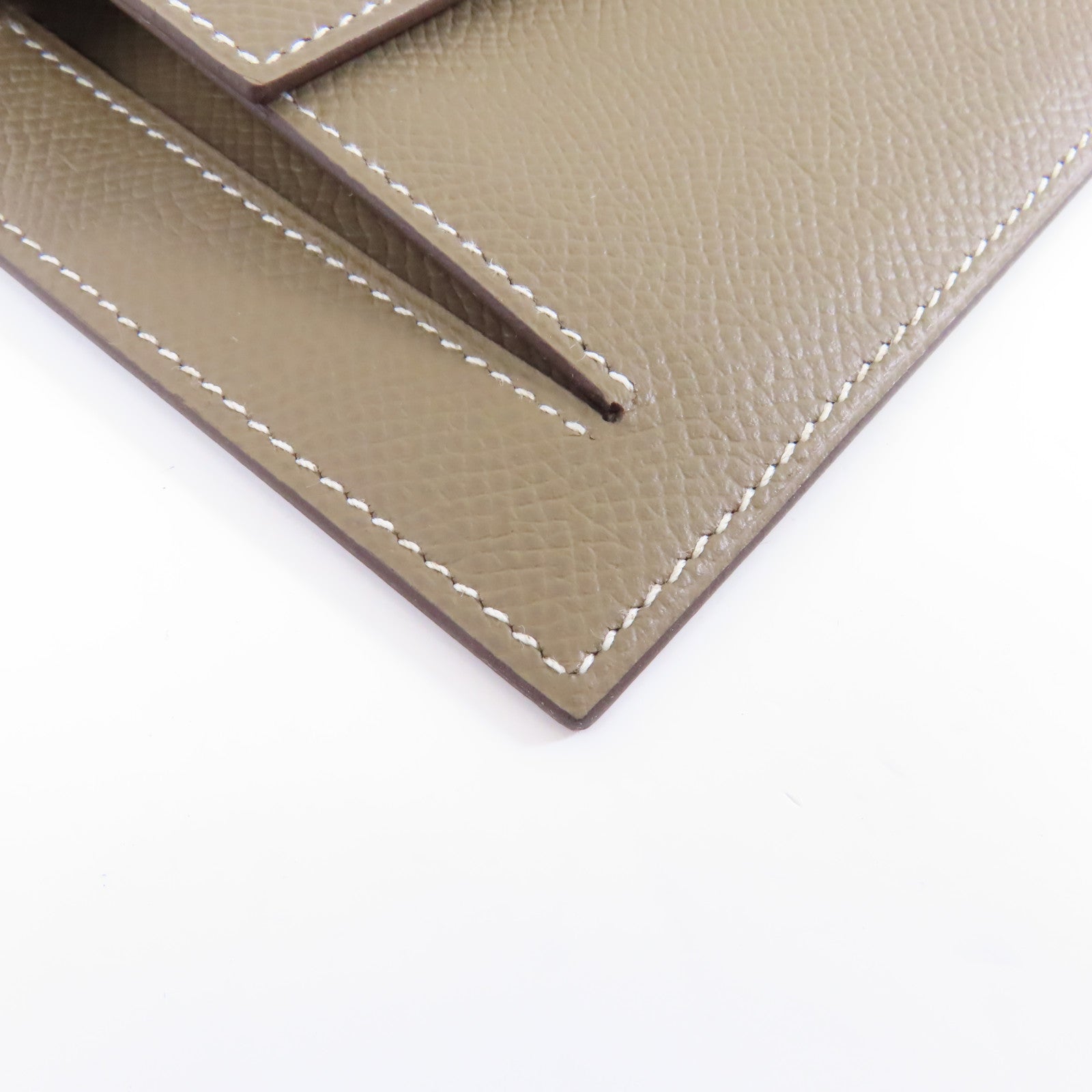 HERMES 【激減優惠】Epsom皮革Kelly Pocket Wallet金扣錢包Etoupe/米色