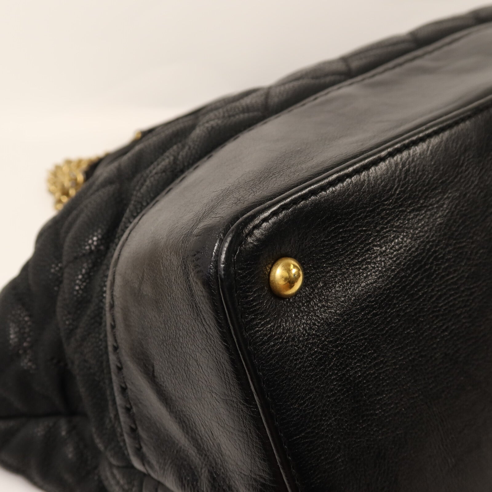 CHANEL 牛皮皮革2 Way Shoulder金扣鏈帶手挽肩背兩用