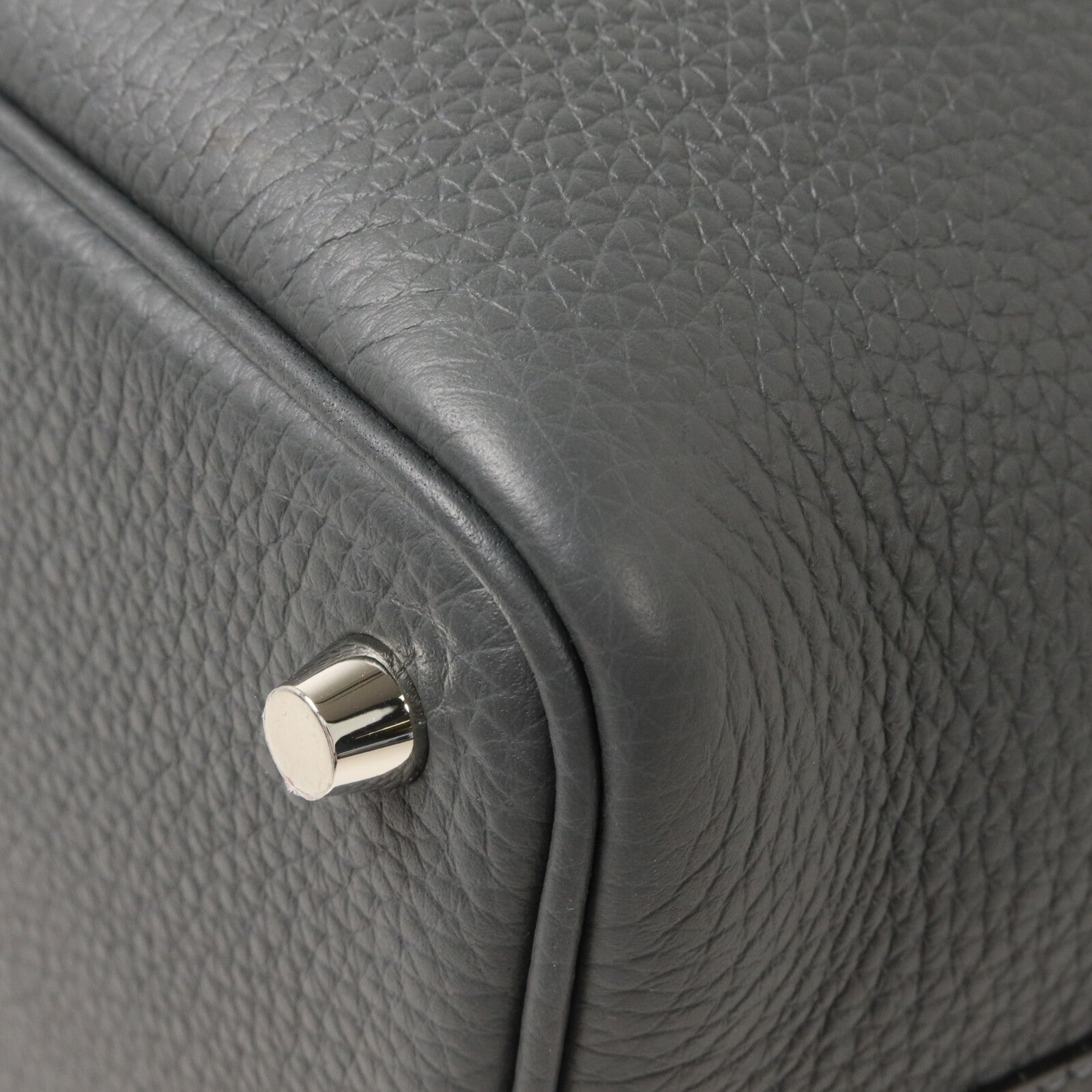 HERMES Clemence皮革Picotin PM手挽袋Gris Misty